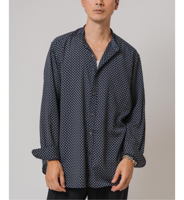 EDIFICE「パターンデシンスタンドカラーシャツ」|シャツ・ブラウス|ネイビー