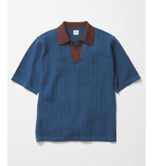 EDIFICE「《予約》スキッパー ポロニット」|ポロシャツ|ネイビー