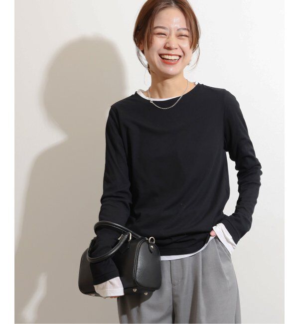 JOURNAL STANDARD relume「《追加5》ソフトテレコクルーネックロングTEE」|Tシャツ・カットソー|ブラック
