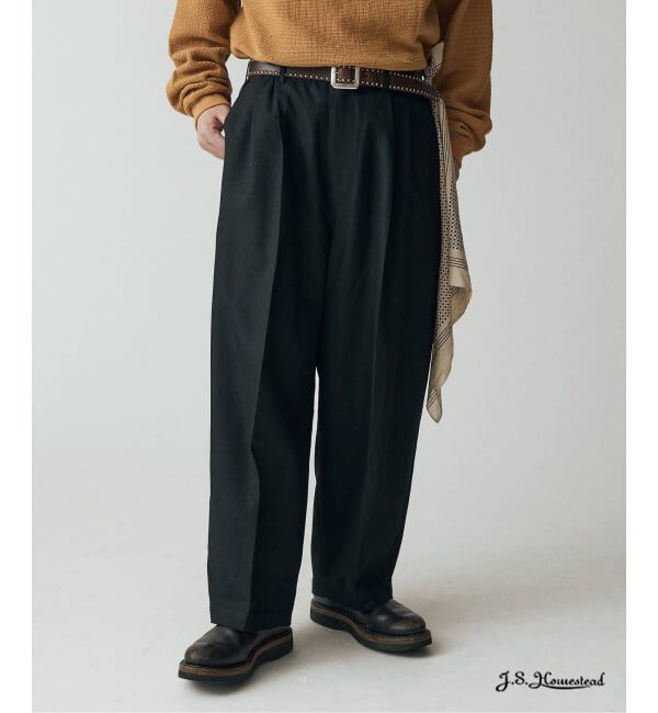 J.S.Homestead「J.S.Homestead / T/R/W ヘリンボーン インフレーション スラックス」|スラックス|ブラック