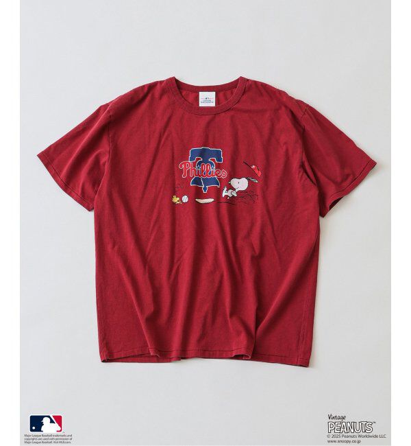 JOURNAL STANDARD relume「PEANUTS 別注 MLB ベースボール プリントTシャツ」|Tシャツ・カットソー|ボルドー
