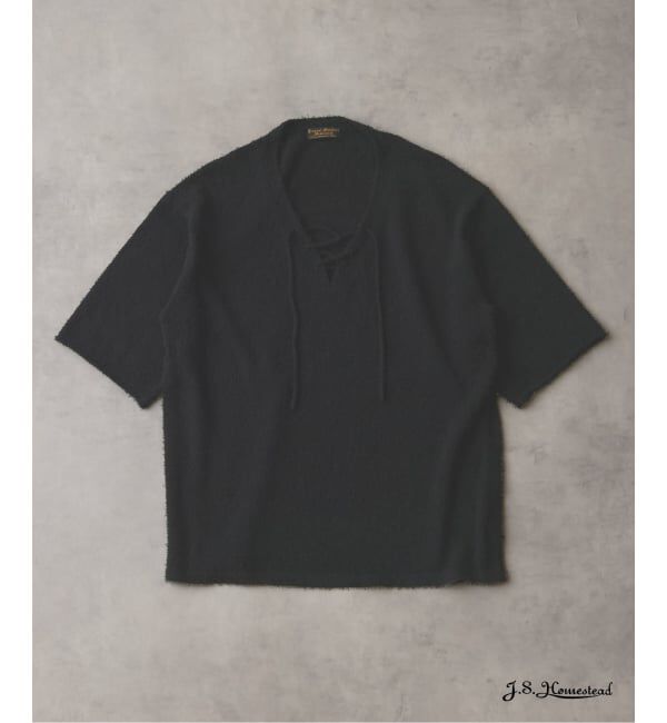 J.S.Homestead「《予約》J.S.Homestead / レース アップ ビアード ニット」|ニット・セーター|ブラック