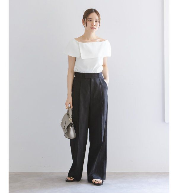 NOBLE「【洗える】ストライプツイルストレッチスラックスパンツ」|スラックス|