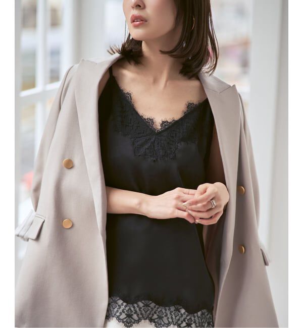 NOBLE「《追加》リバーレーストリミングサテンキャミソール3」|キャミソール|