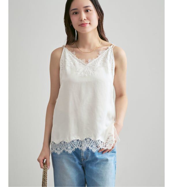 NOBLE「《追加》リバーレーストリミングサテンキャミソール3」|キャミソール|