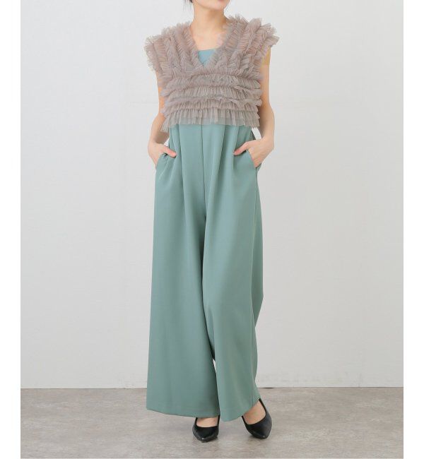  「《追加2》チュールベストオールインワン」|ドレス|グリーン