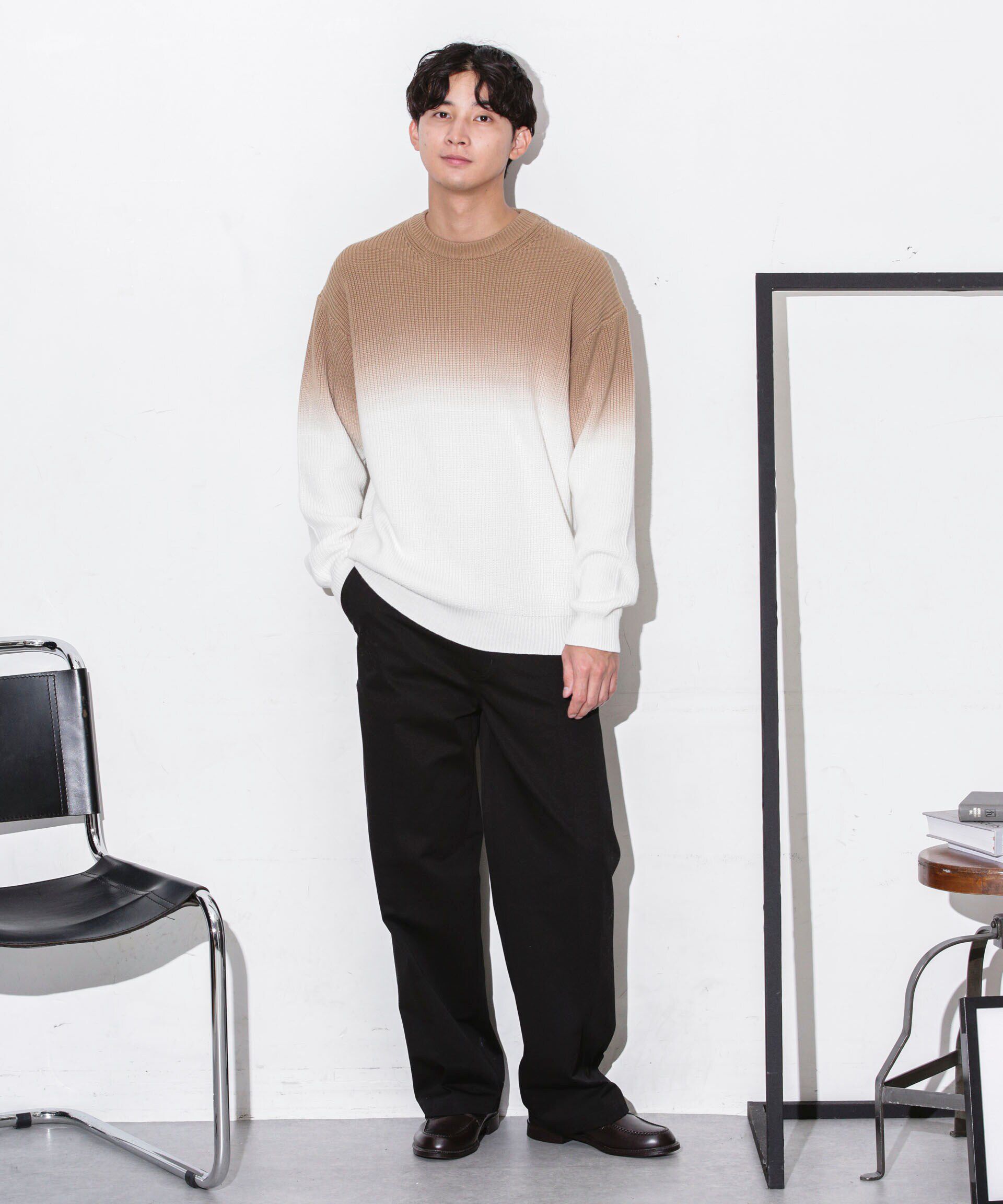 nano･universe「片畦グラデーションクルーネックニット」|ニット・セーター|