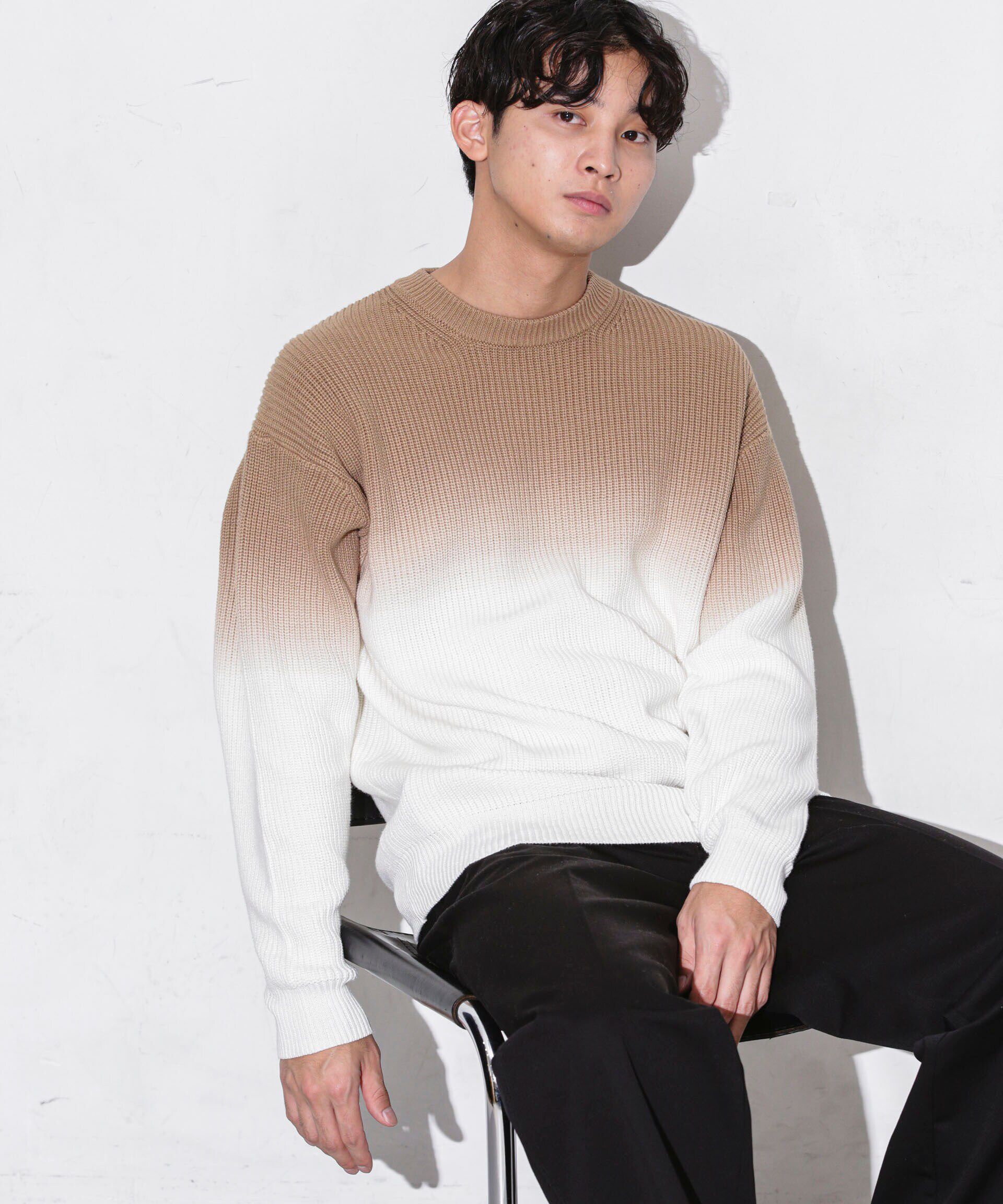 nano･universe「片畦グラデーションクルーネックニット」|ニット・セーター|