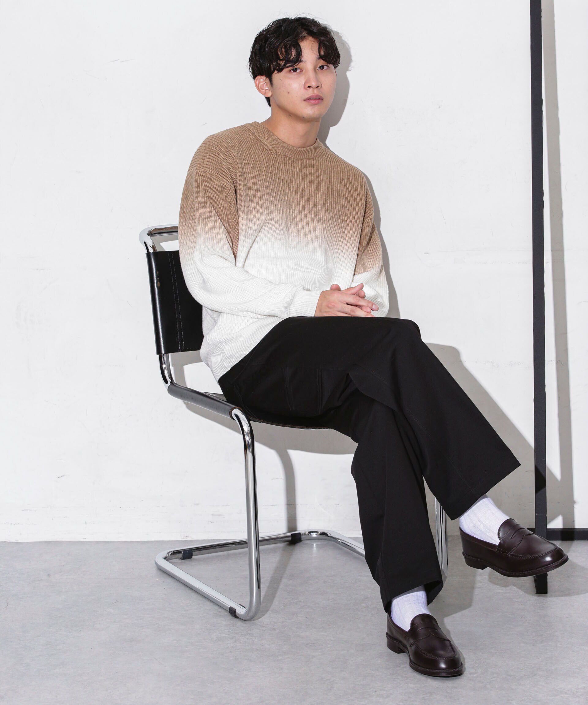 nano･universe「片畦グラデーションクルーネックニット」|ニット・セーター|