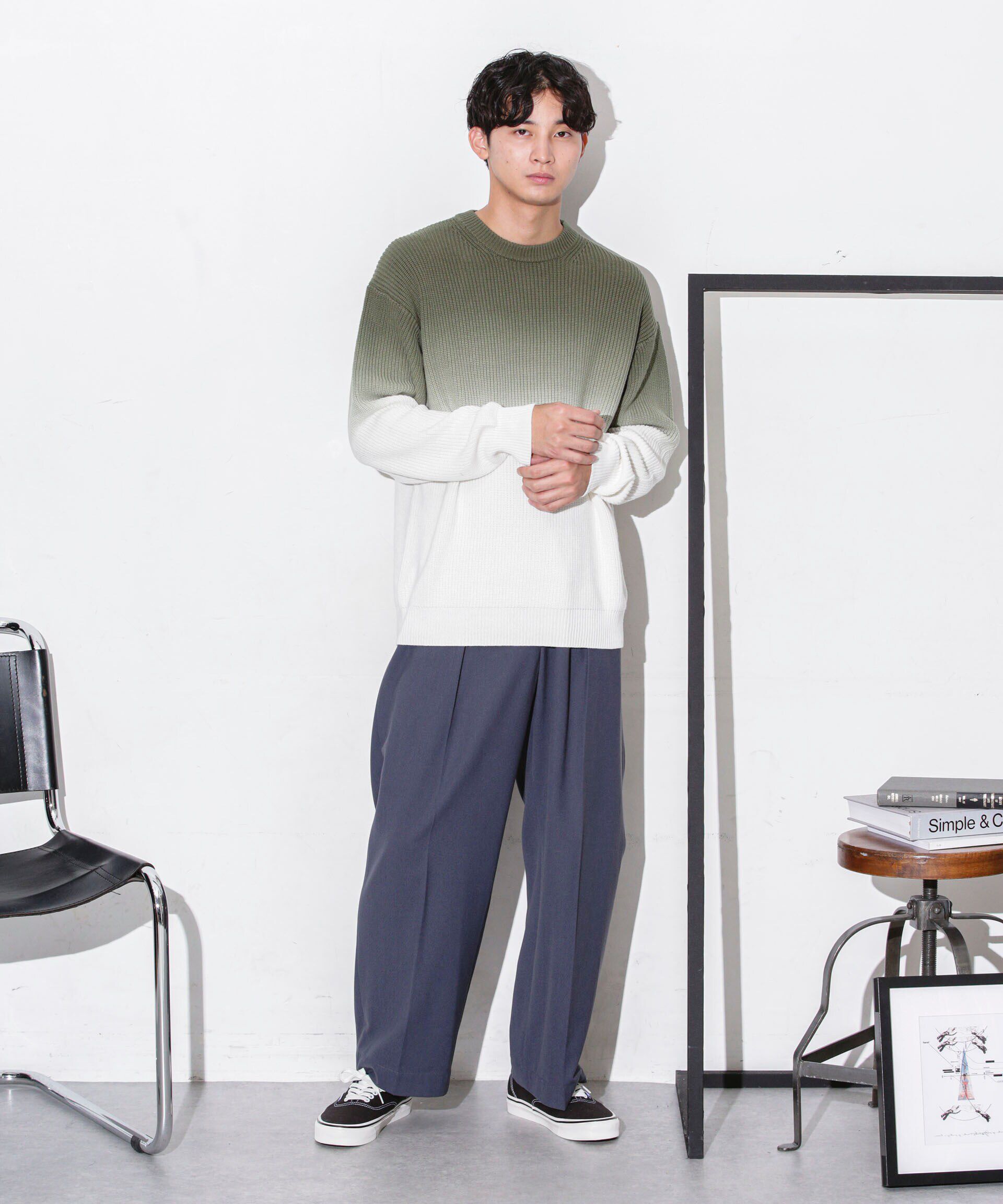 nano･universe「片畦グラデーションクルーネックニット」|ニット・セーター|