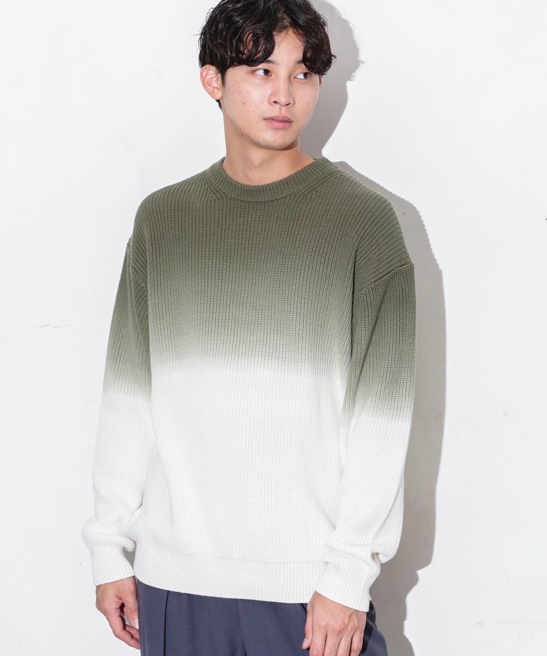 nano･universe「片畦グラデーションクルーネックニット」|ニット・セーター|