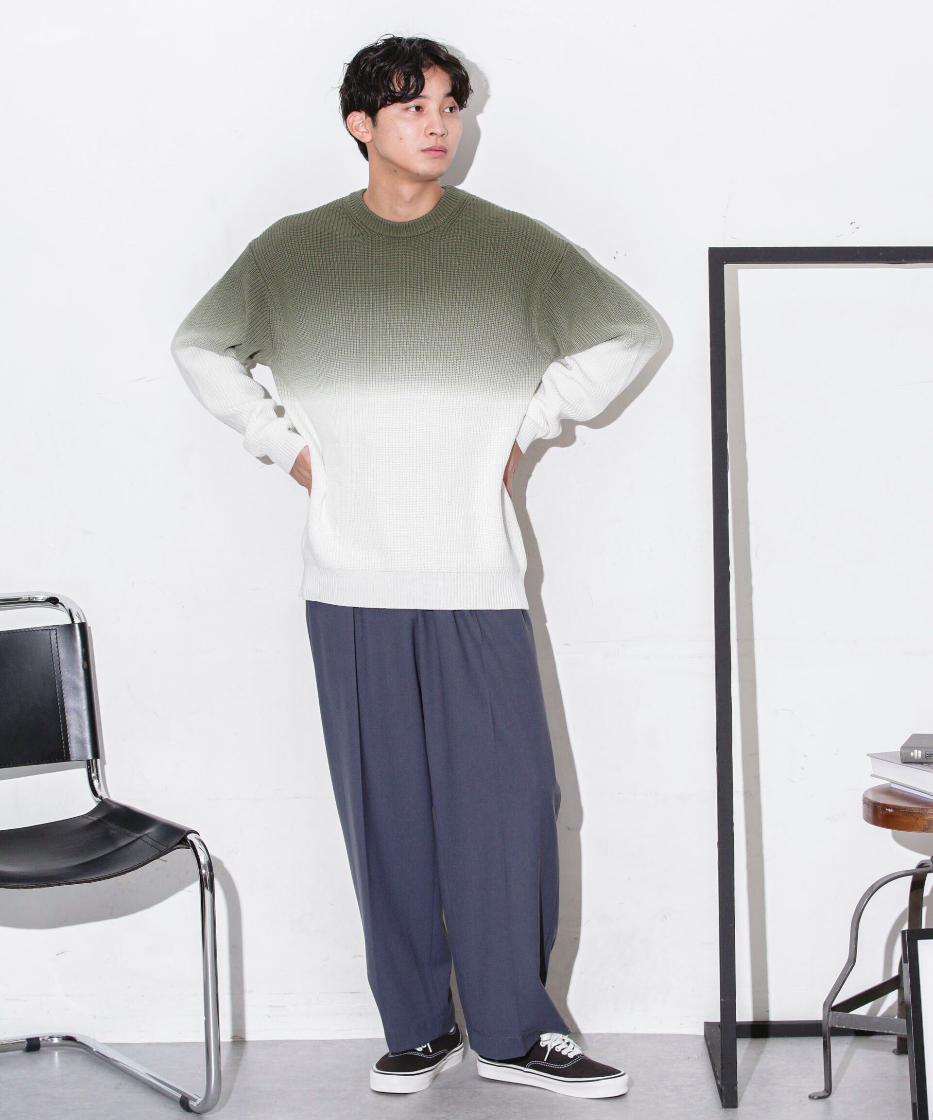 nano･universe「片畦グラデーションクルーネックニット」|ニット・セーター|