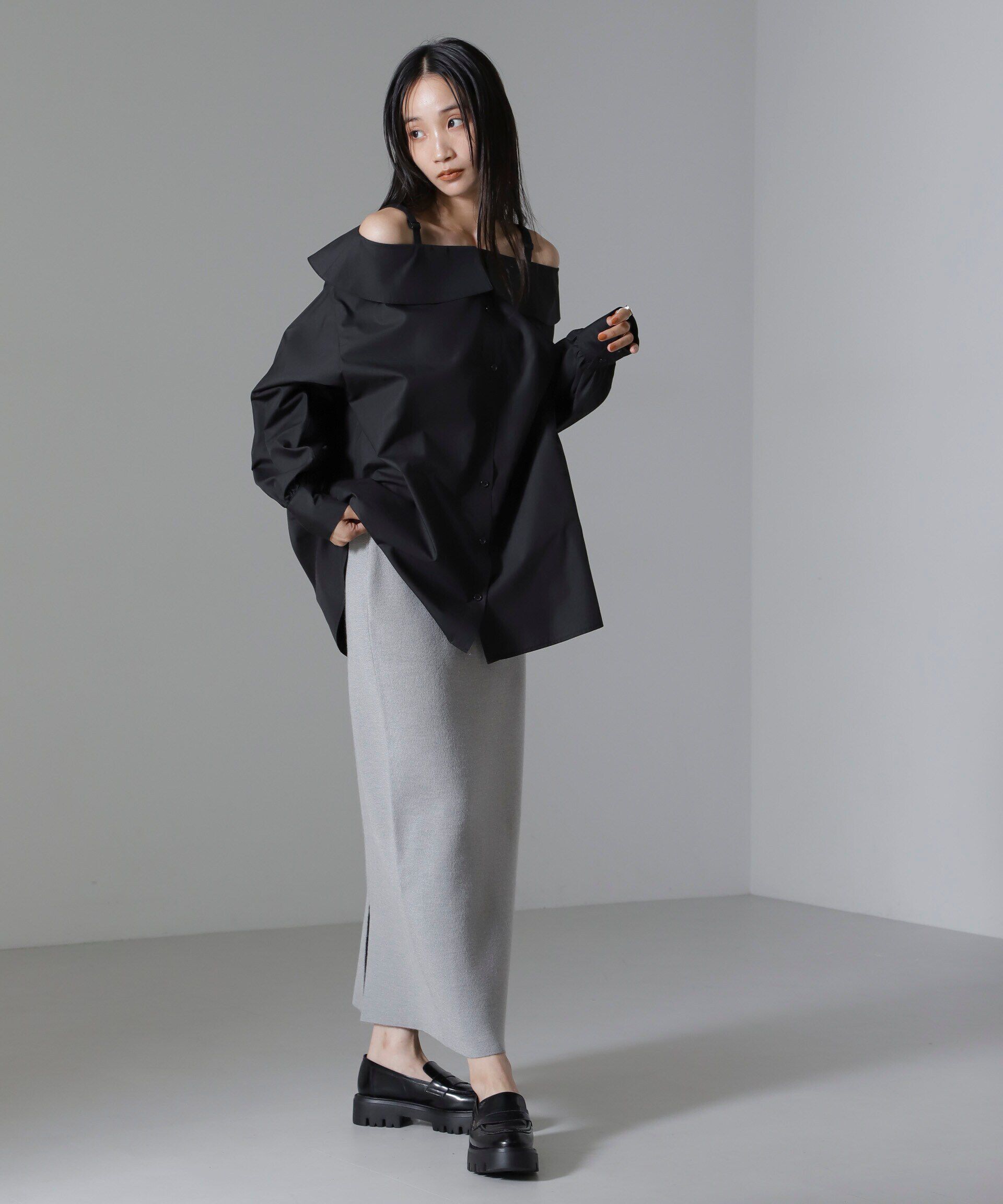 nano･universe「オフショルダーデザインシャツ」|シャツ・ブラウス|