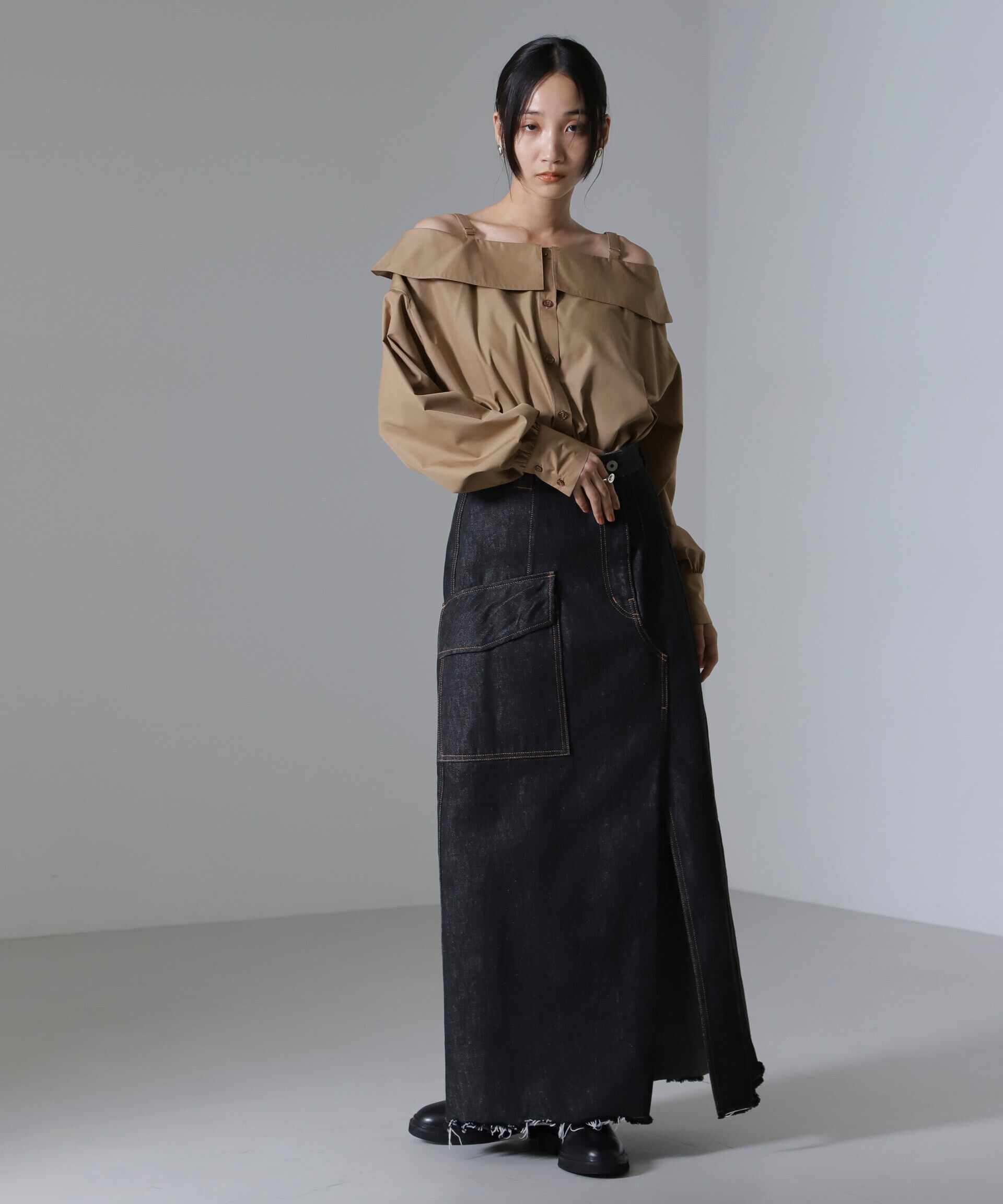 nano･universe「オフショルダーデザインシャツ」|シャツ・ブラウス|