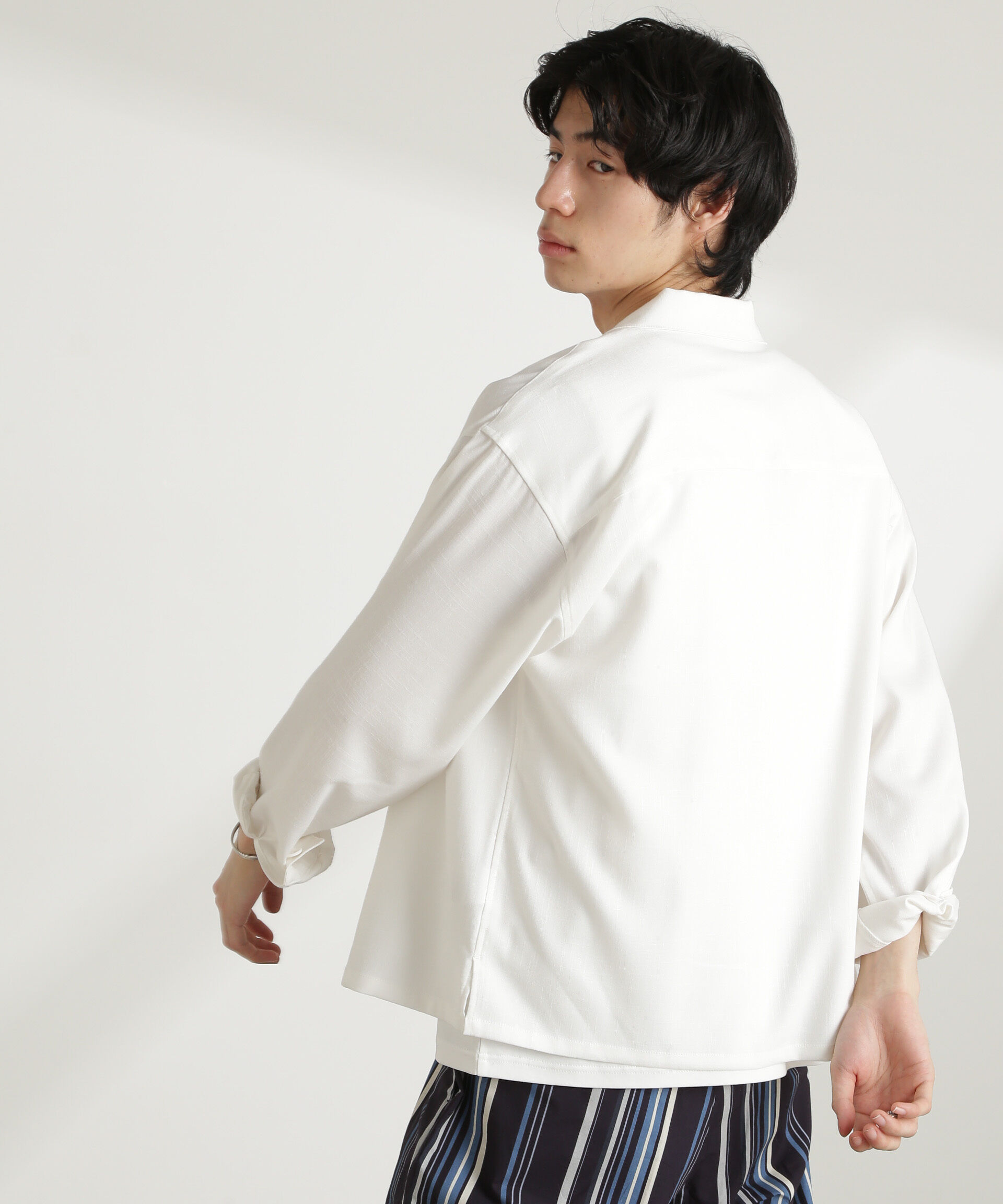nano･universe「WEB限定/リネンライク開襟シャツ 長袖」|シャツ・ブラウス|