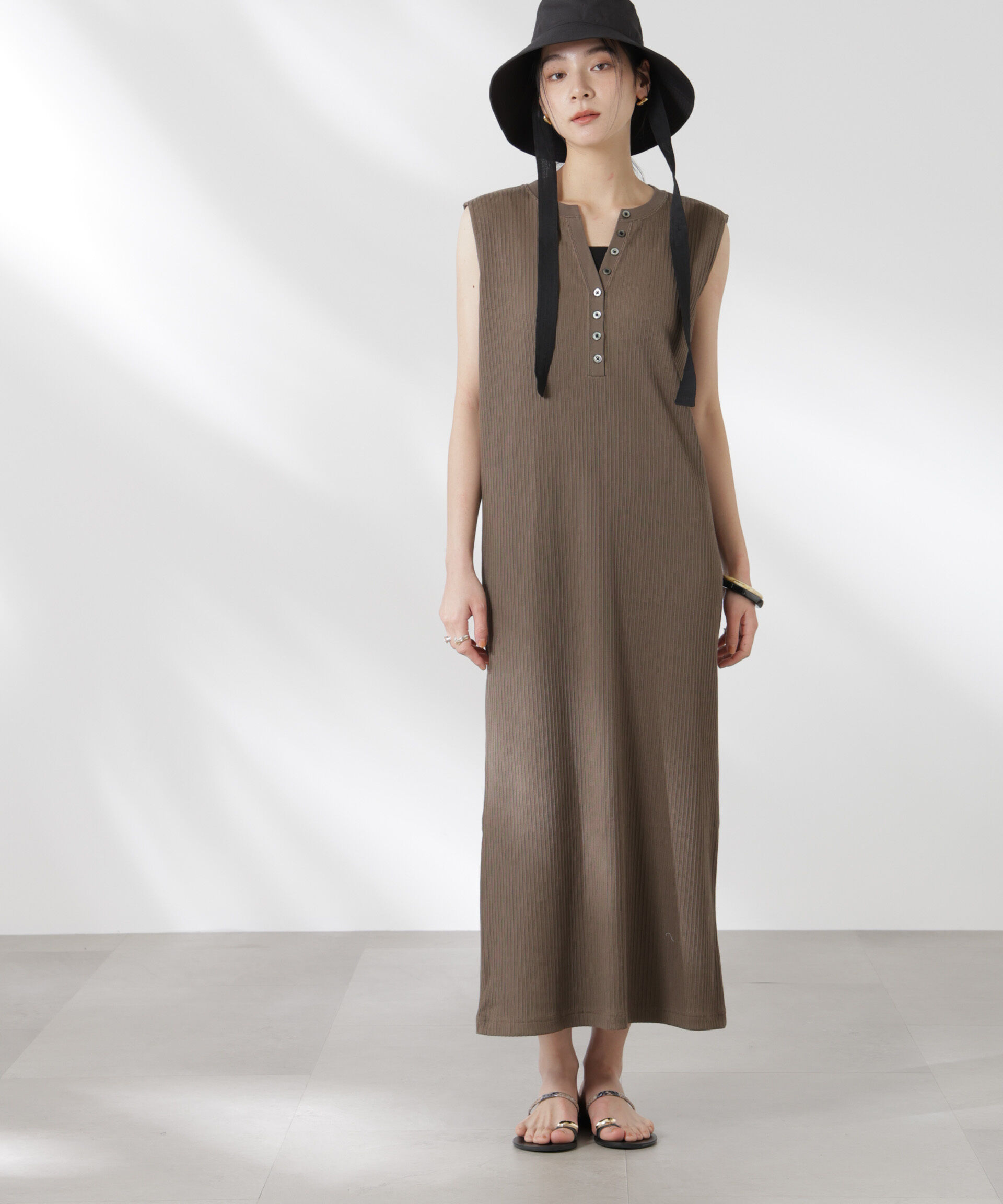 nano･universe「ヘンリーネックドライテレコワンピース」|ワンピース|