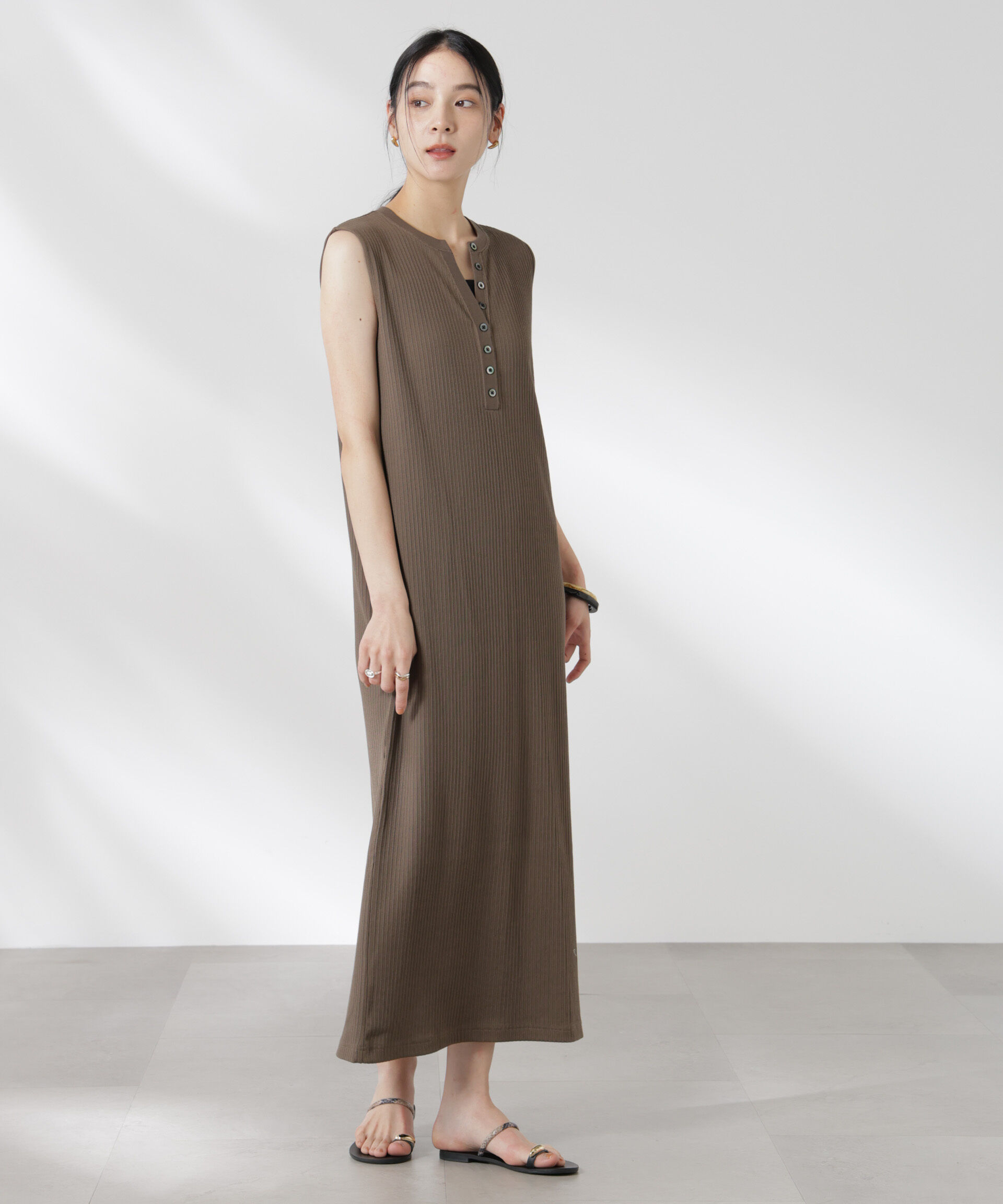 nano･universe「ヘンリーネックドライテレコワンピース」|ワンピース|