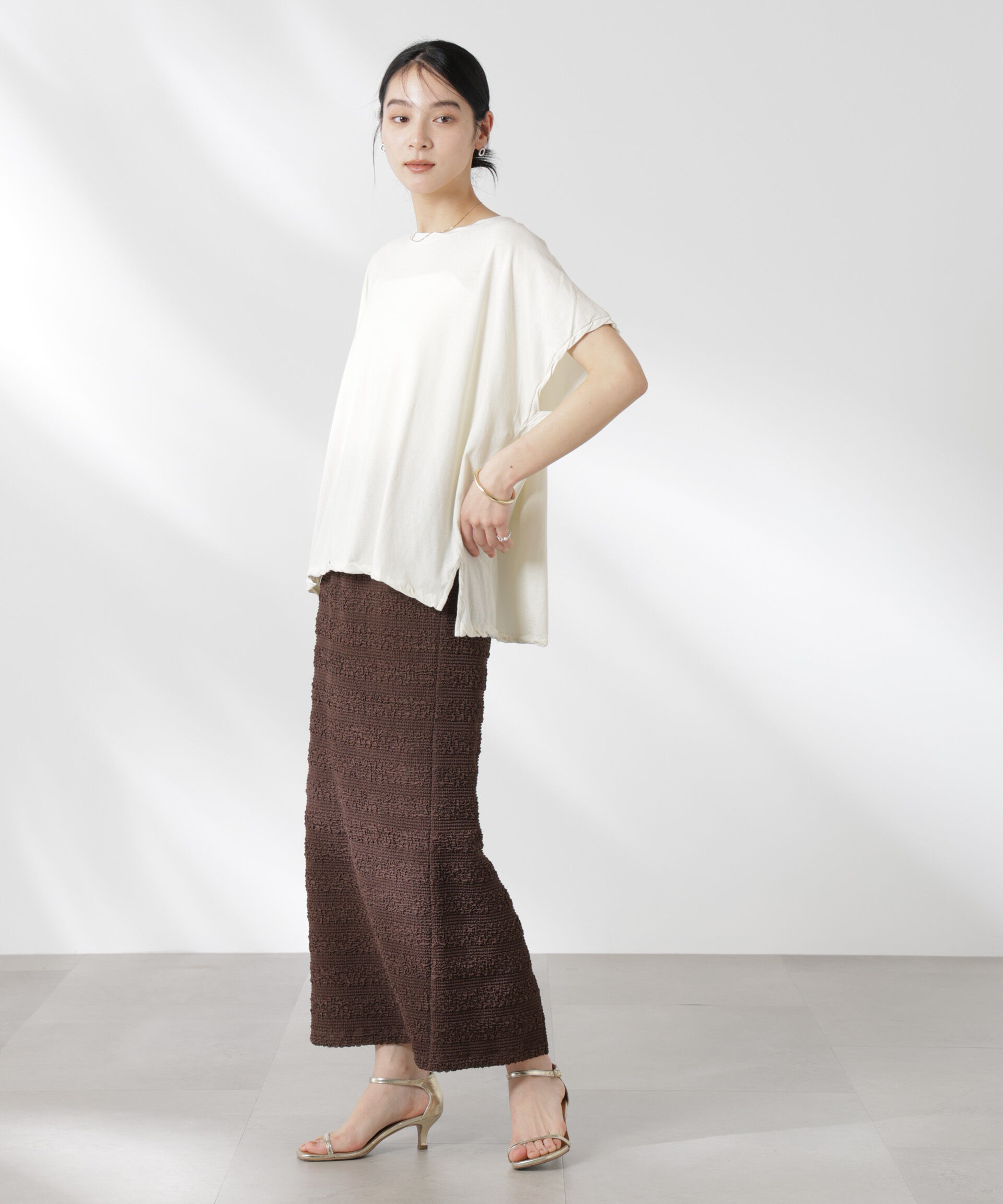 nano･universe「フクレボーダースカート」|スカート|