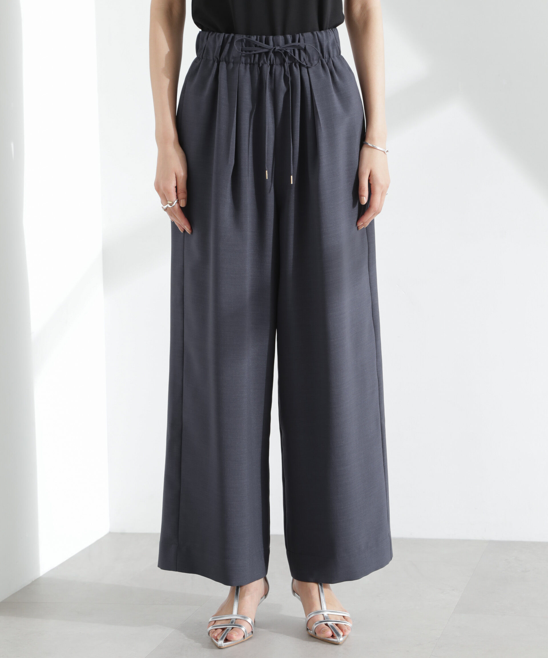 nano･universe「メランジドライ イージーワイドパンツ(セットアップ可)」|チノ|