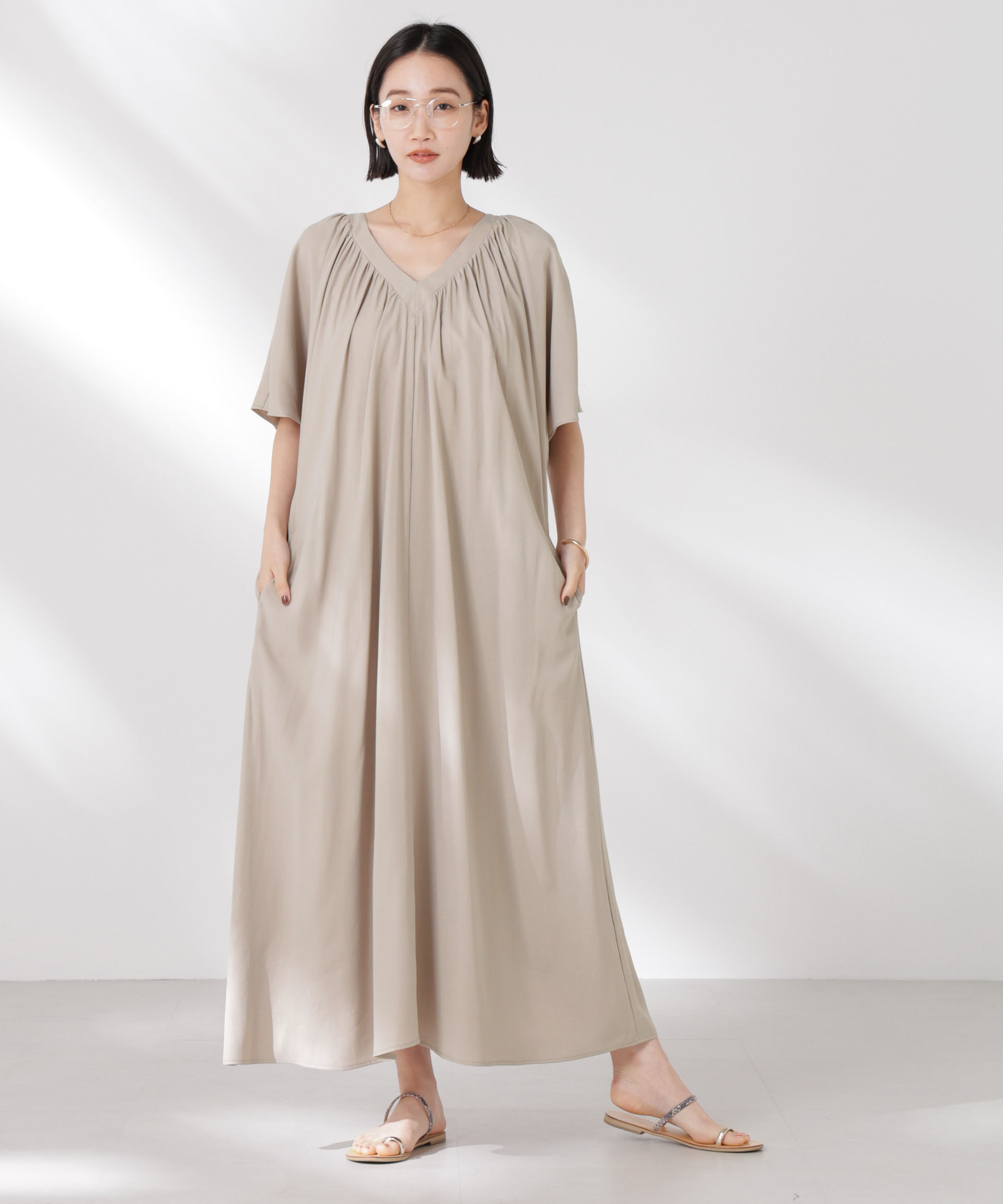 nano･universe「前後2wayボリュームギャザーワンピース」|ワンピース|