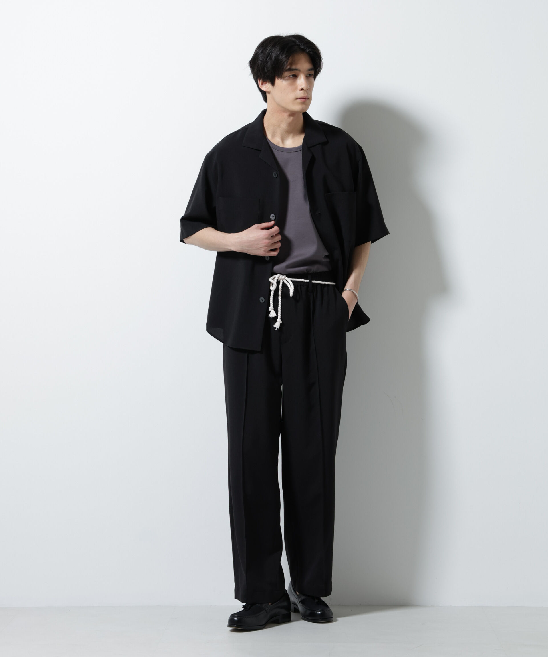 nano･universe「メランジドライイージーテーパードパンツ（セットアップ可）」|チノ|