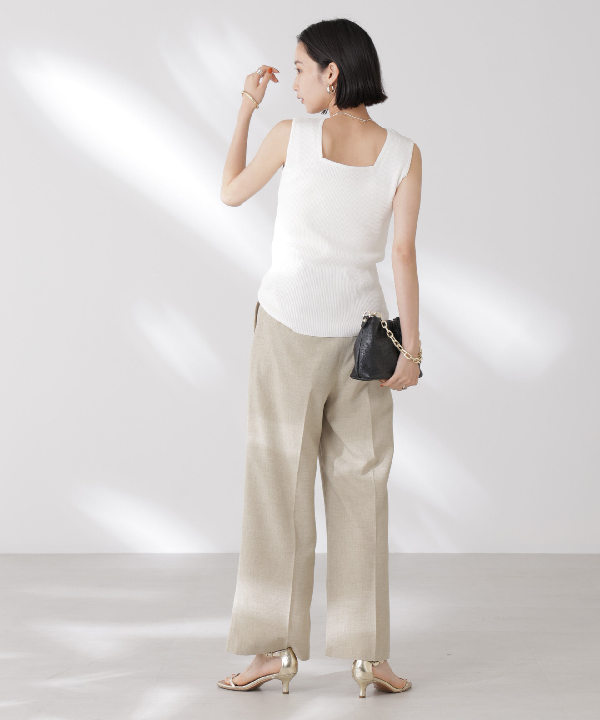 nano･universe「前後2wayスクエア＆クルーネックリブニットタンクトップ」|ニット・セーター|