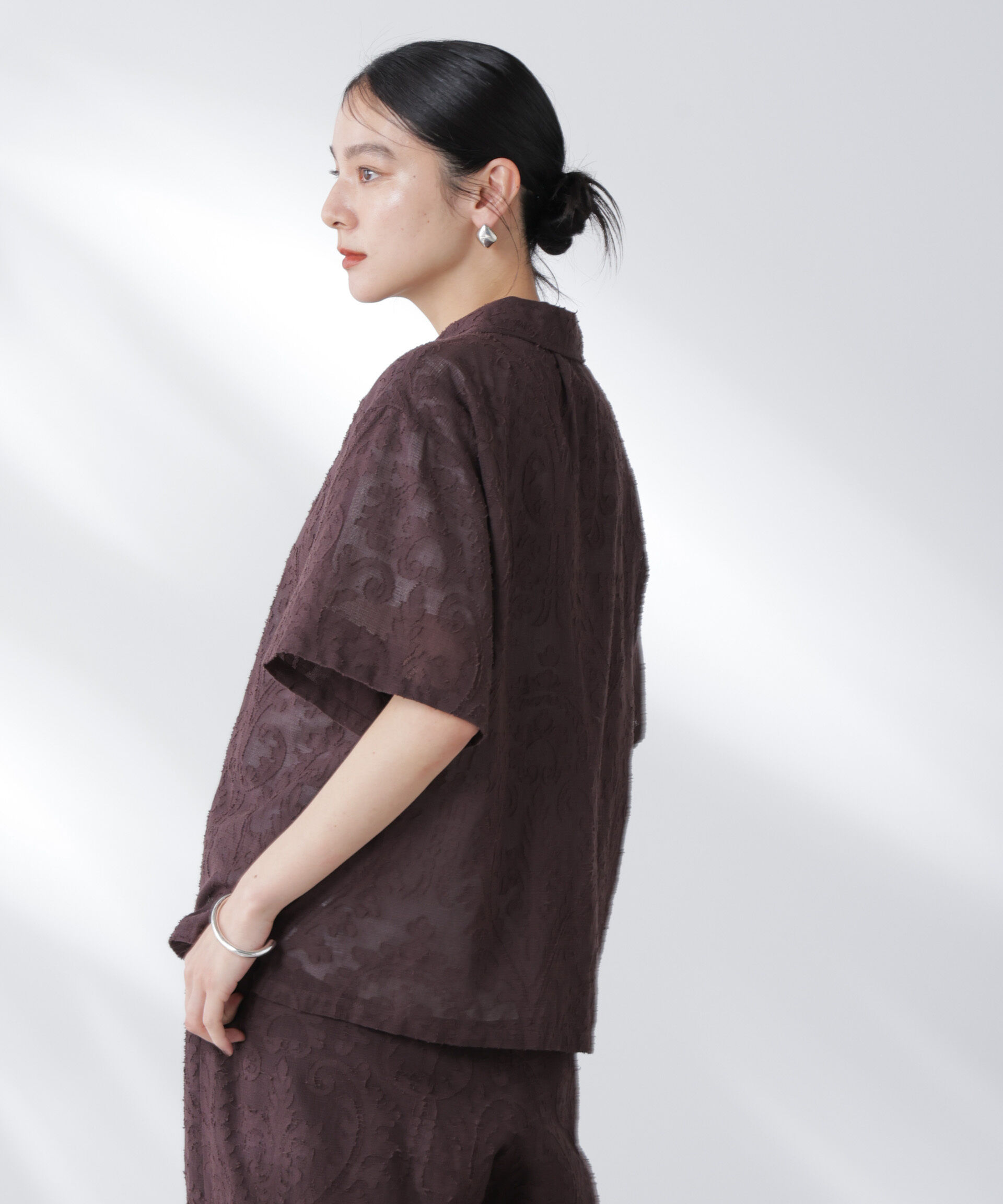 nano･universe「made in india カットワークジャカードシャツ(セットアップ可)」|シャツ・ブラウス|