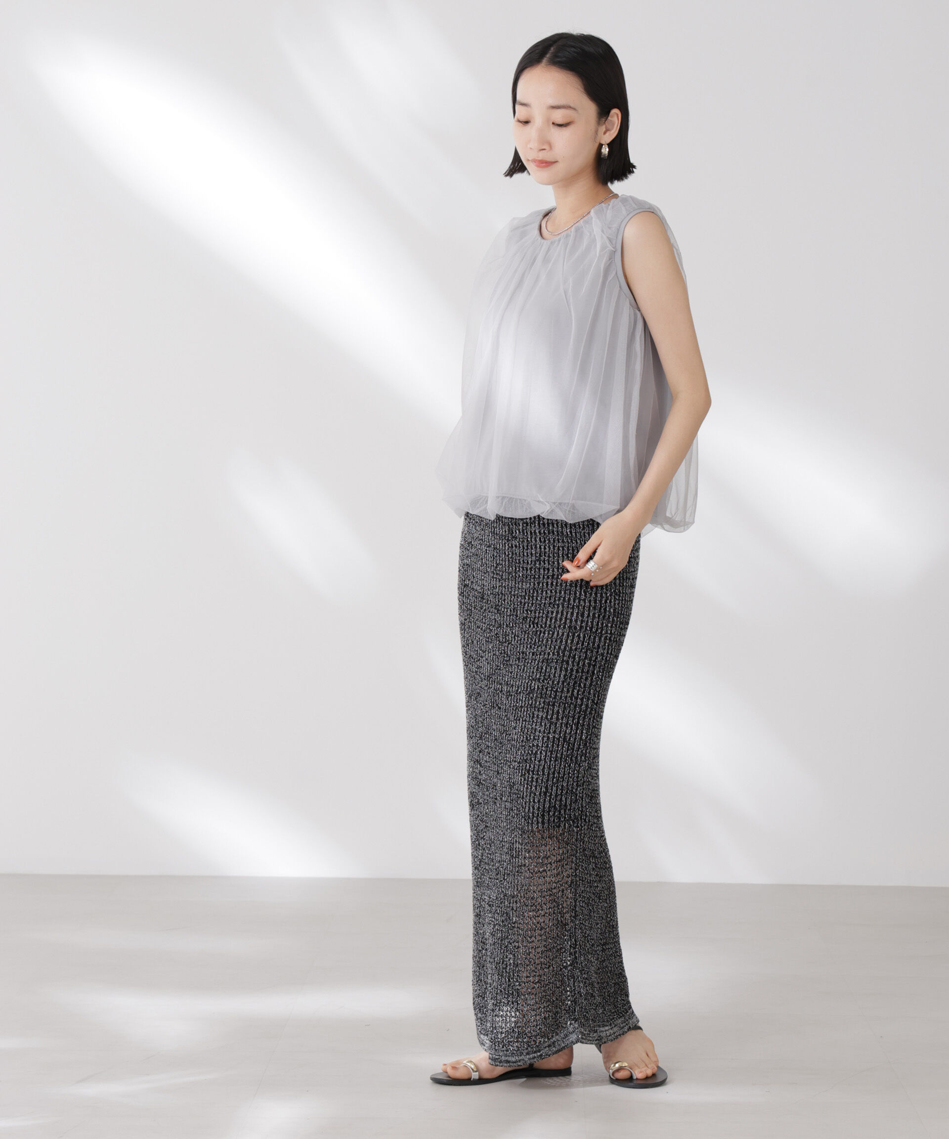 nano･universe「チュールレイヤードコクーンシルエットトップス」|Tシャツ・カットソー|