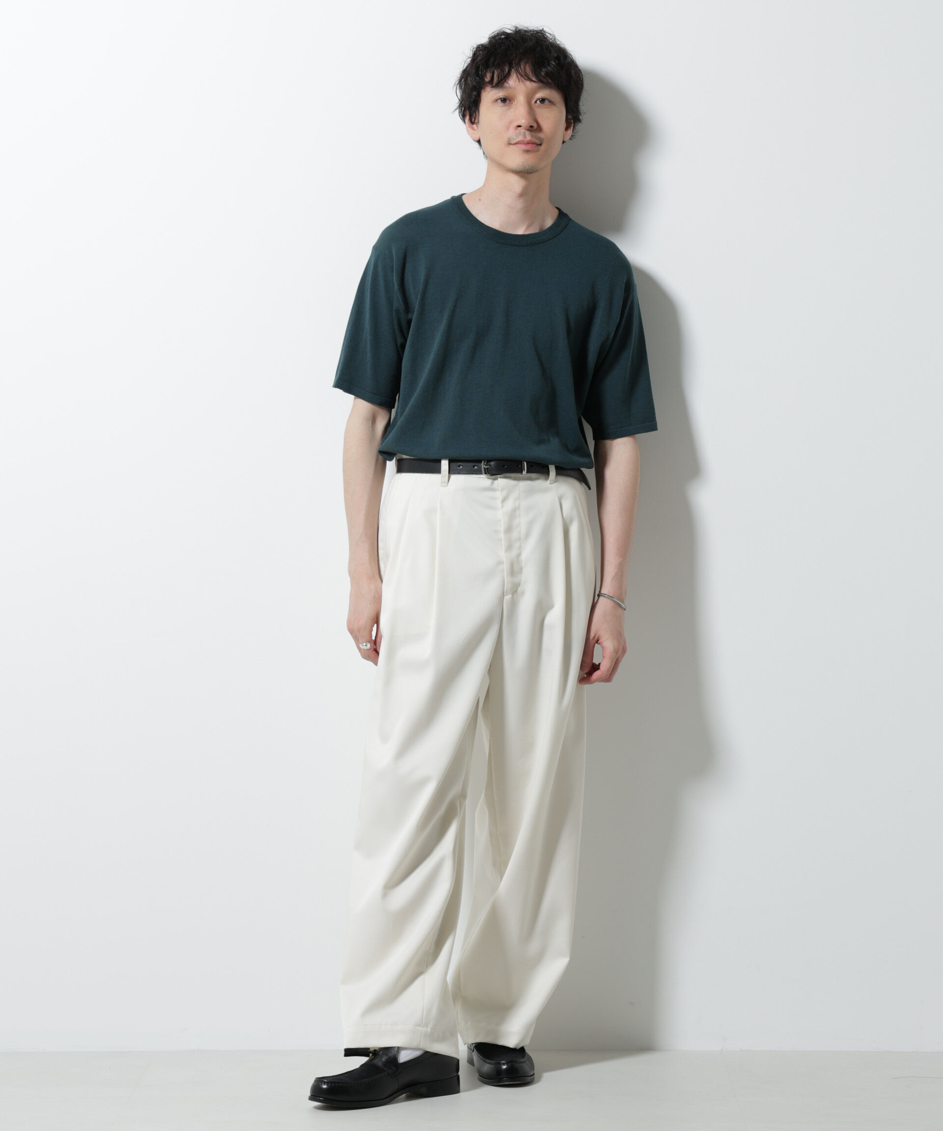 nano･universe「シルキータッチニットTシャツ 半袖」|ニット・セーター|