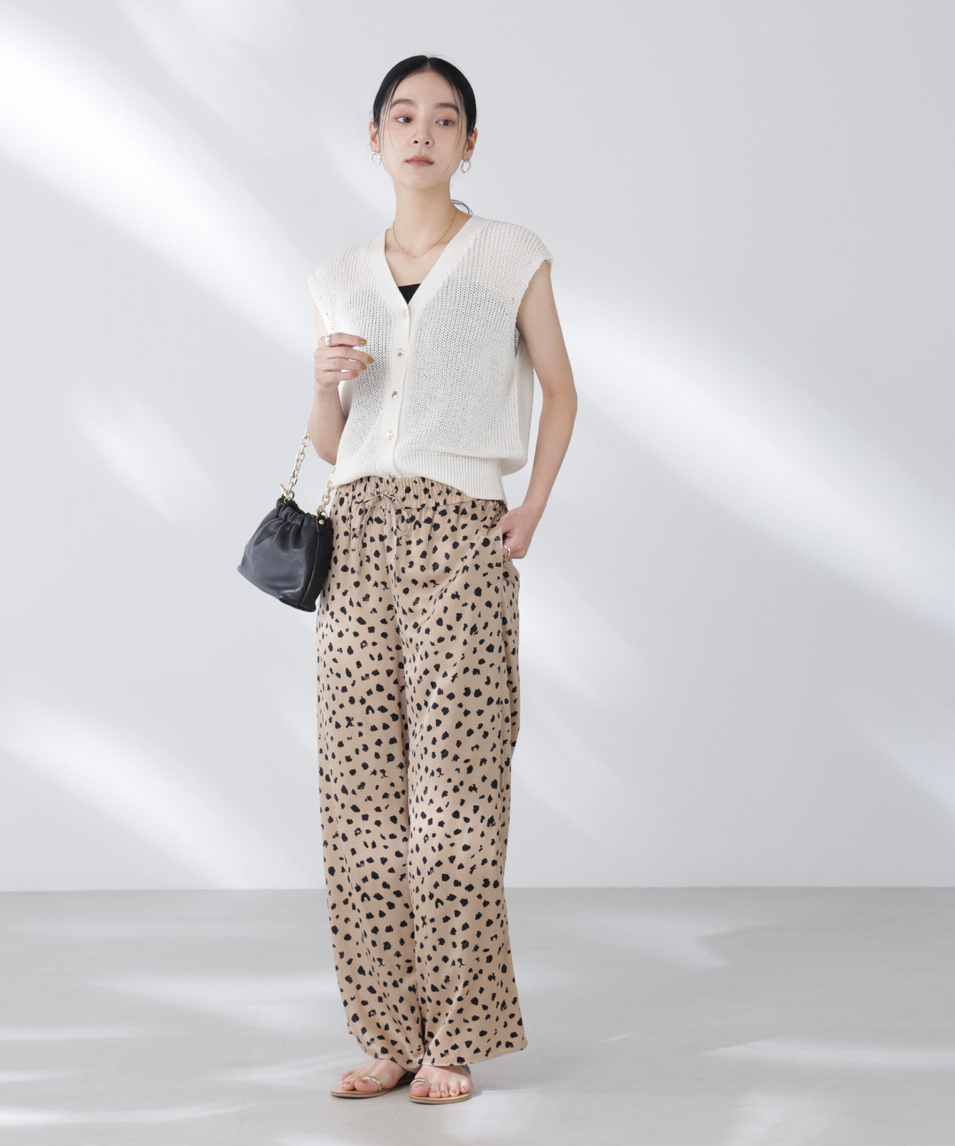 nano･universe「ペーパーヤーン畦ニットベスト」|ニット・セーター|