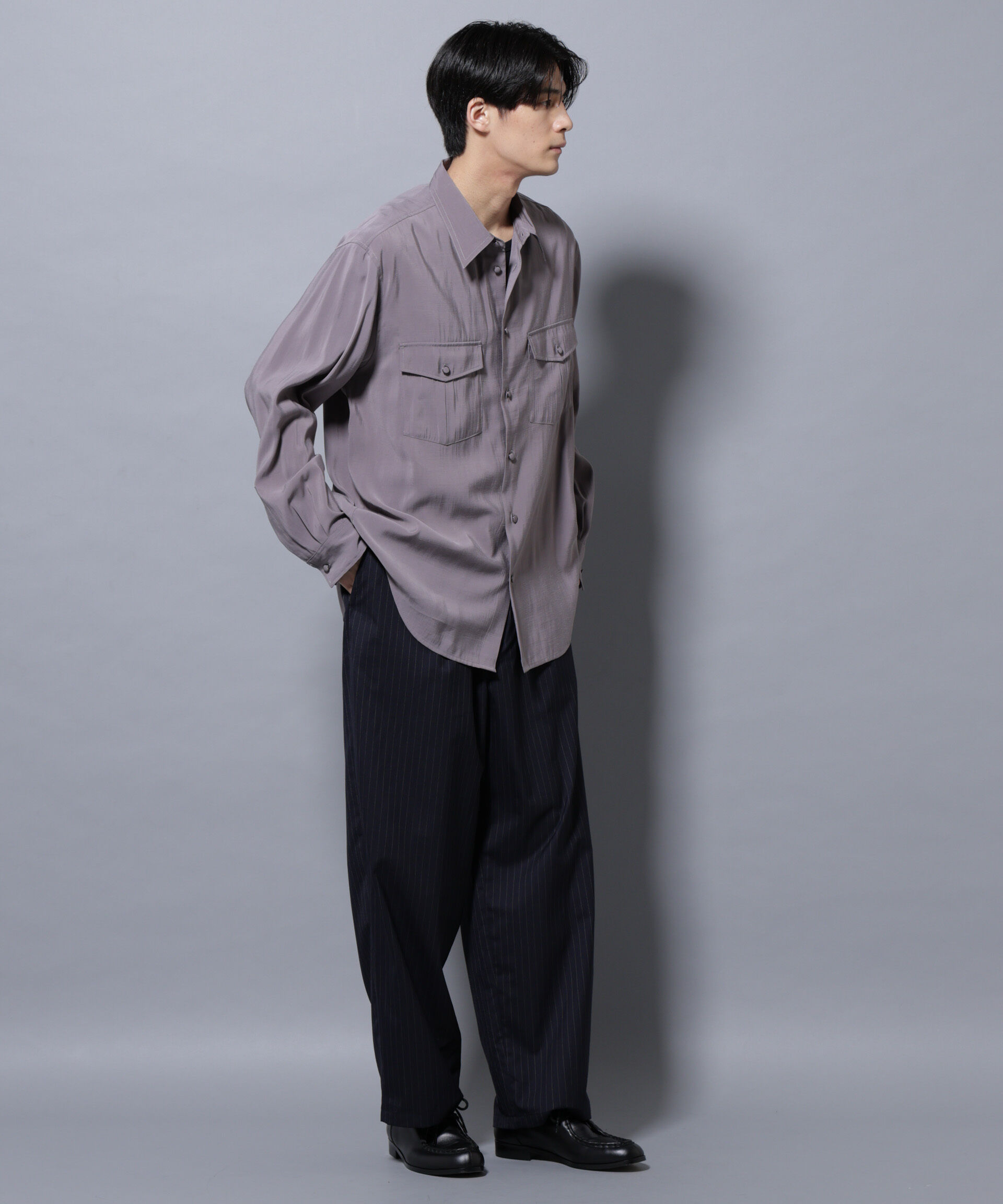 nano･universe「ヴィンテージライクレーヨンフィブリルシャツ」|シャツ・ブラウス|