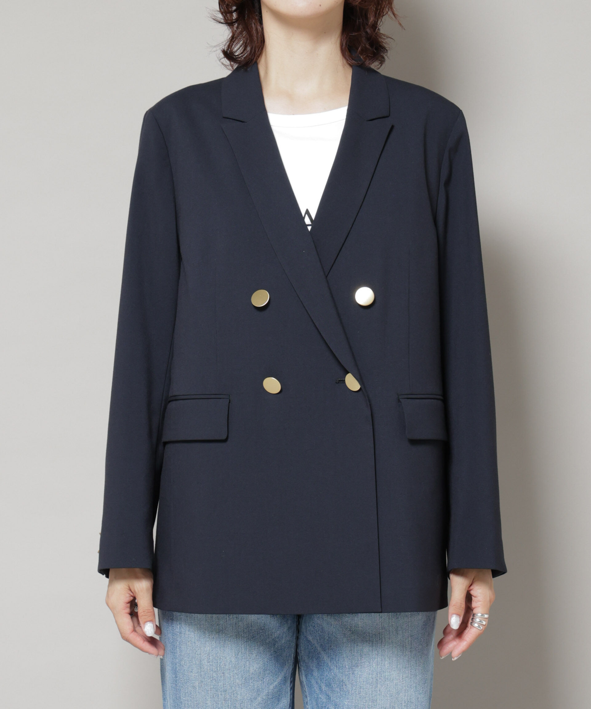 nano･universe「ドライウェザーストレッチダブルジャケット(セットアップ可)」|テーラードジャケット|