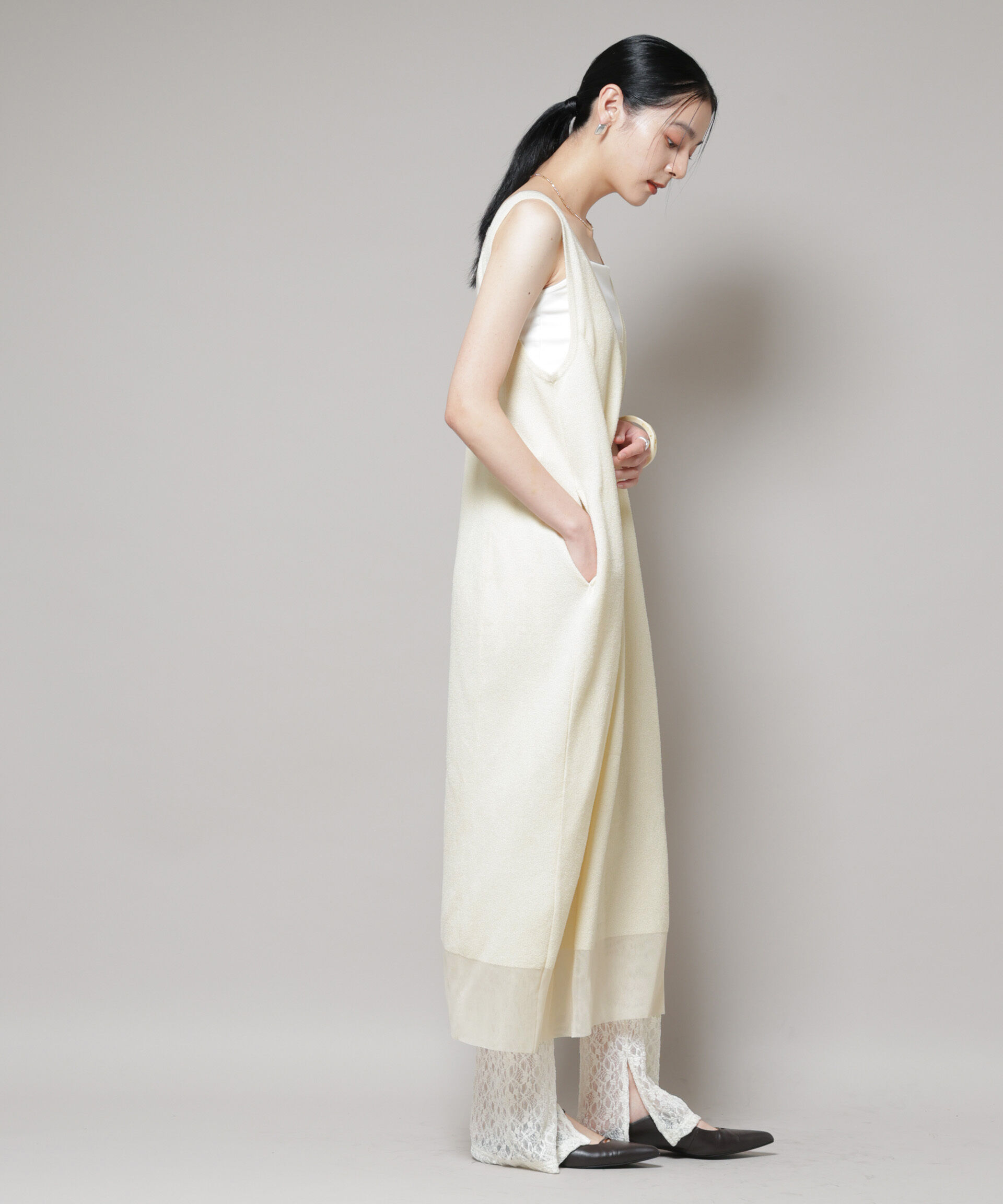 nano･universe「モール接結Uネックフォルムワンピース」|ワンピース|