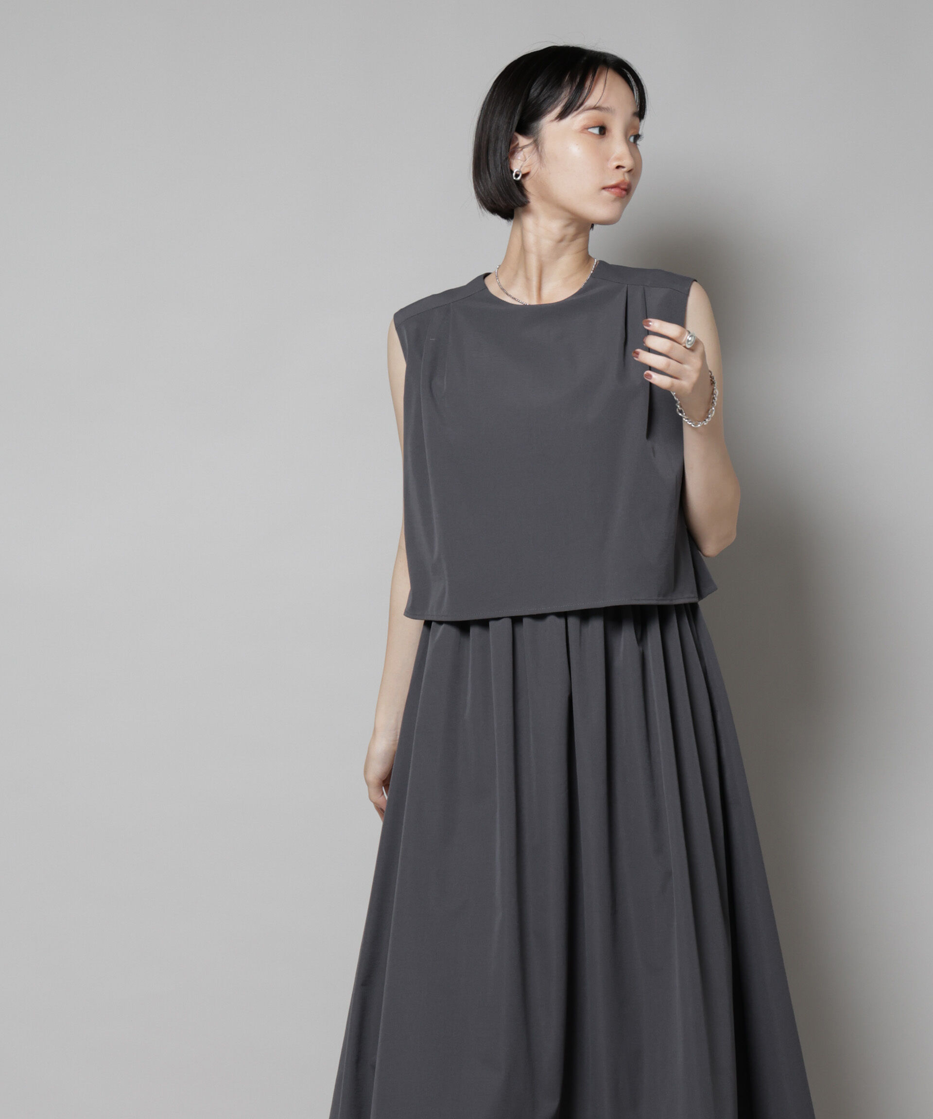 nano･universe「セットアップ風ノースリーブワンピース」|ワンピース|