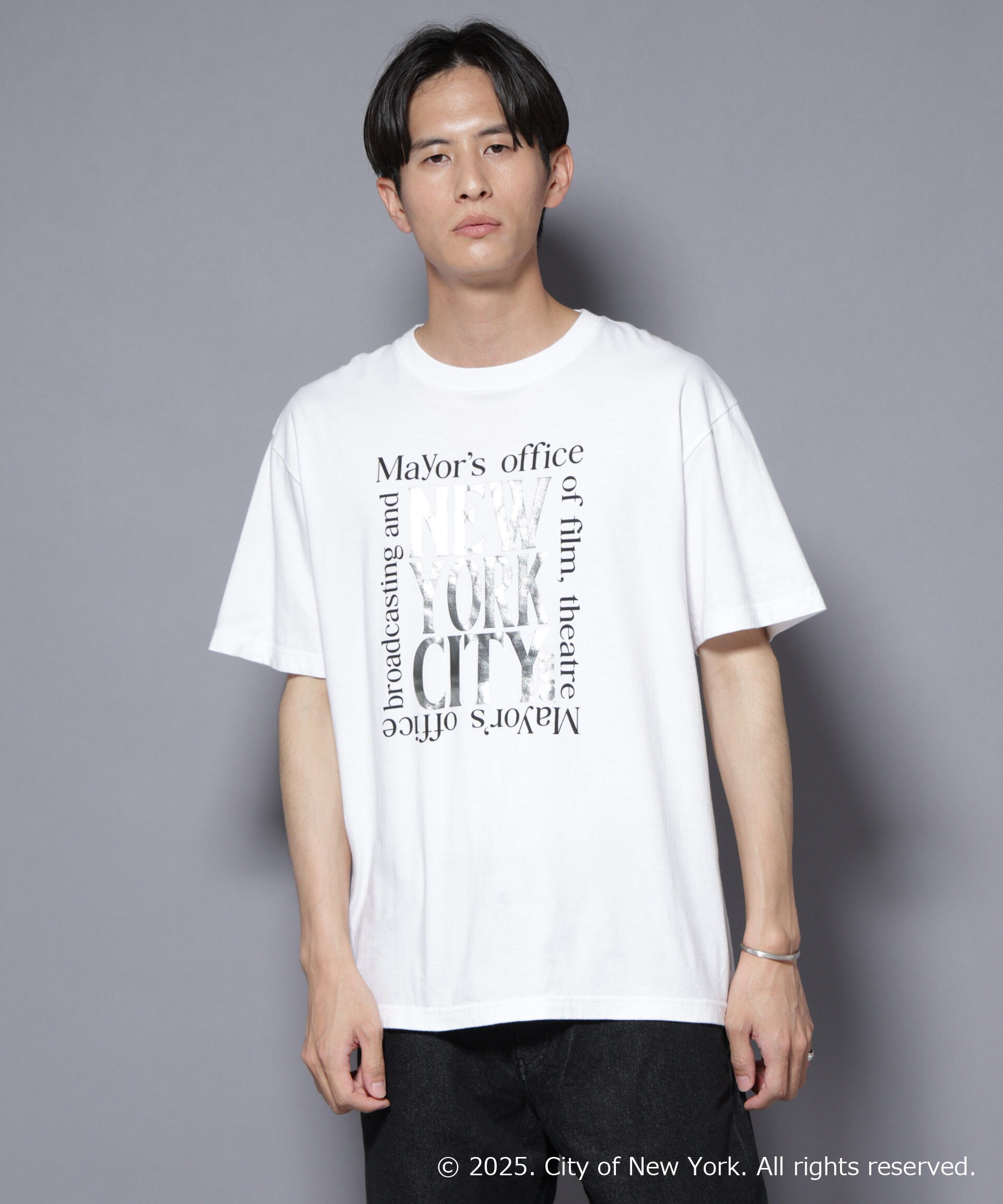 nano･universe「別注GOOD ROCK SPEED NYC シルバー箔プリントTシャツ」|Tシャツ・カットソー|