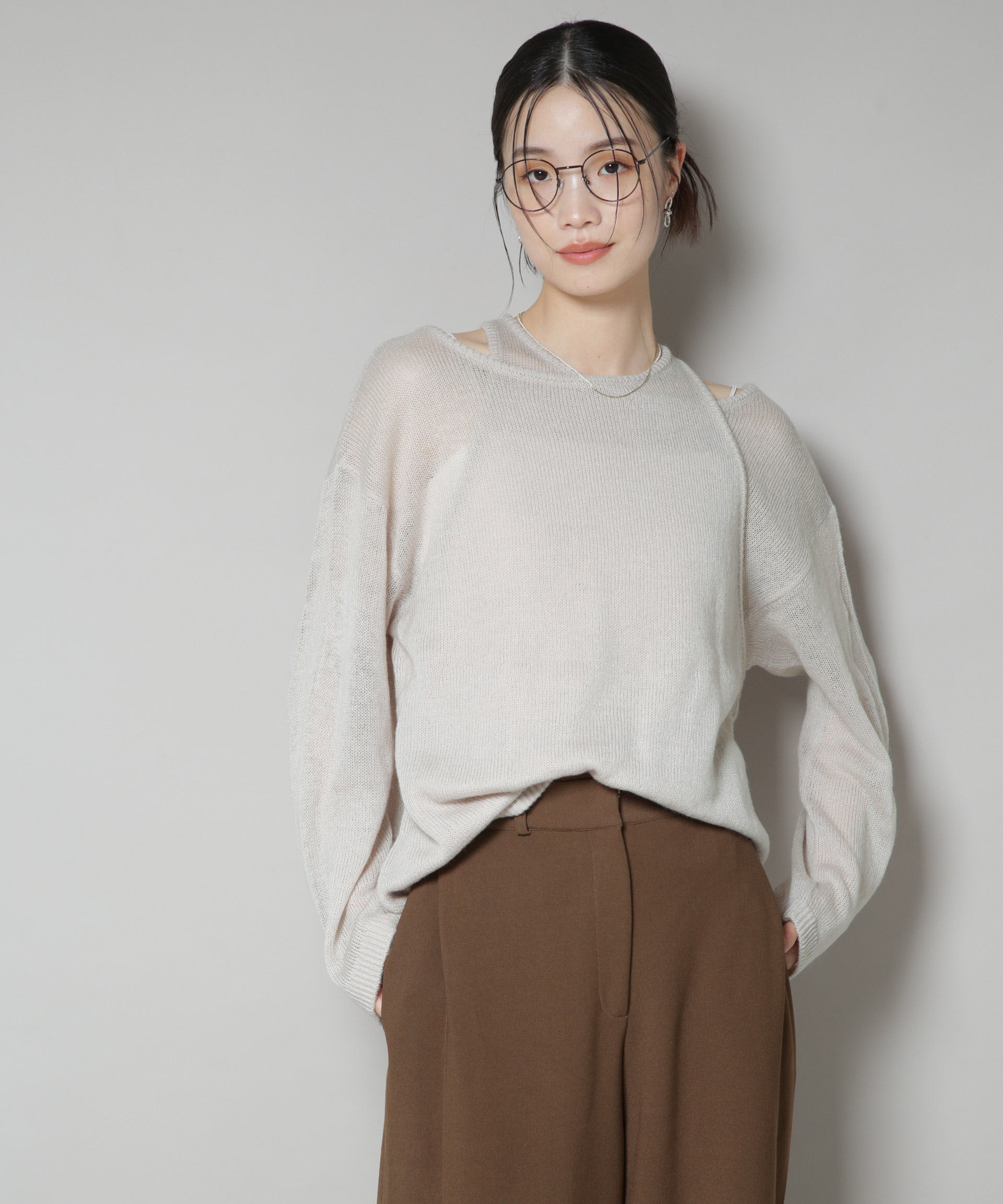 nano･universe「アメスリレイヤードデザインニット」|ニット・セーター|