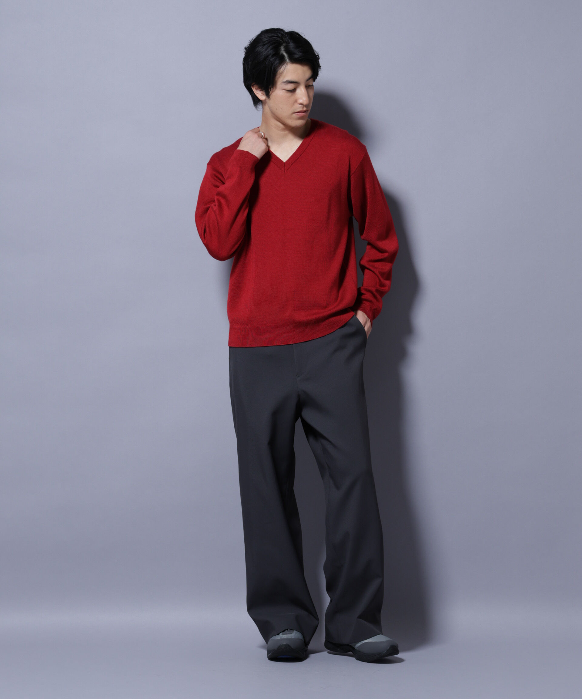 nano･universe「タスマニアウールミックス ミラノリブリラックスVネックニット」|ニット・セーター|