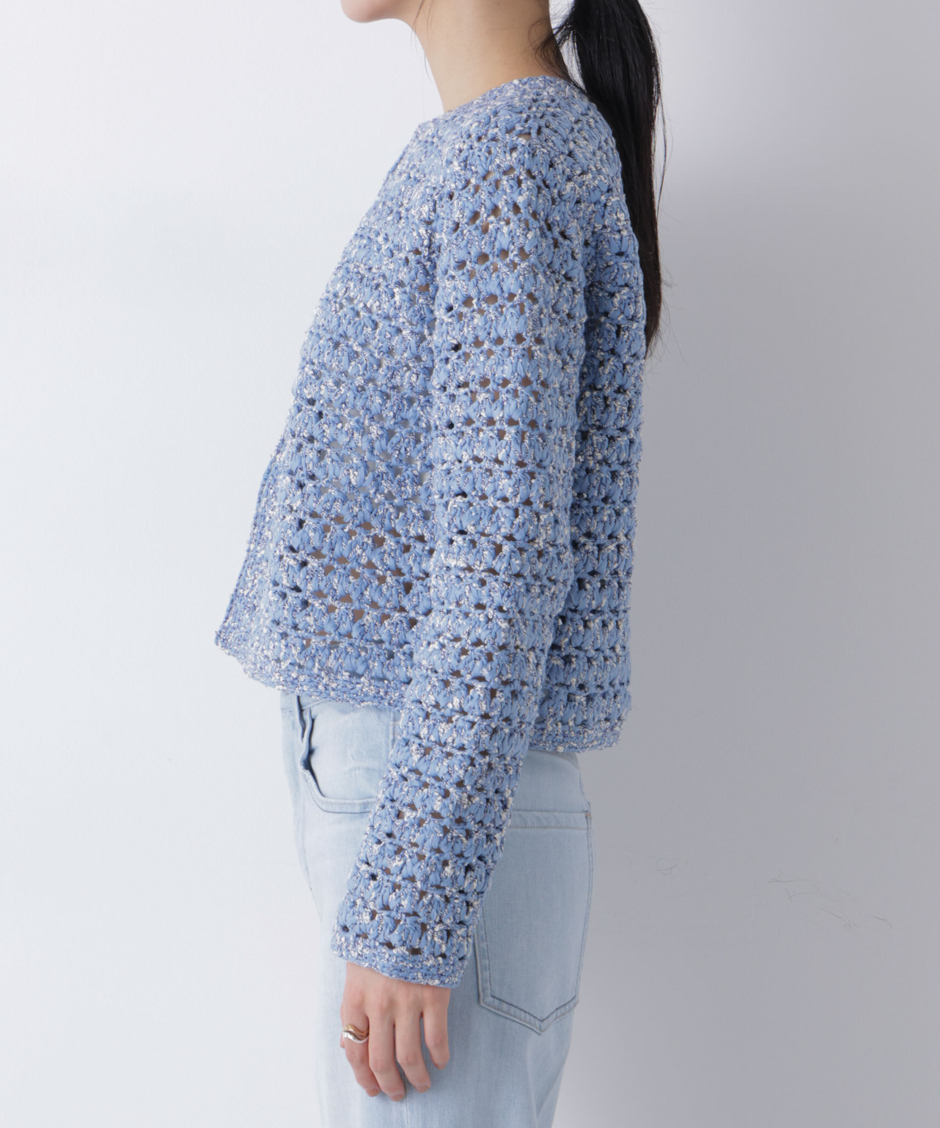 nano･universe「ミックスヤーンクロシェカーディガン」|ニット・セーター|