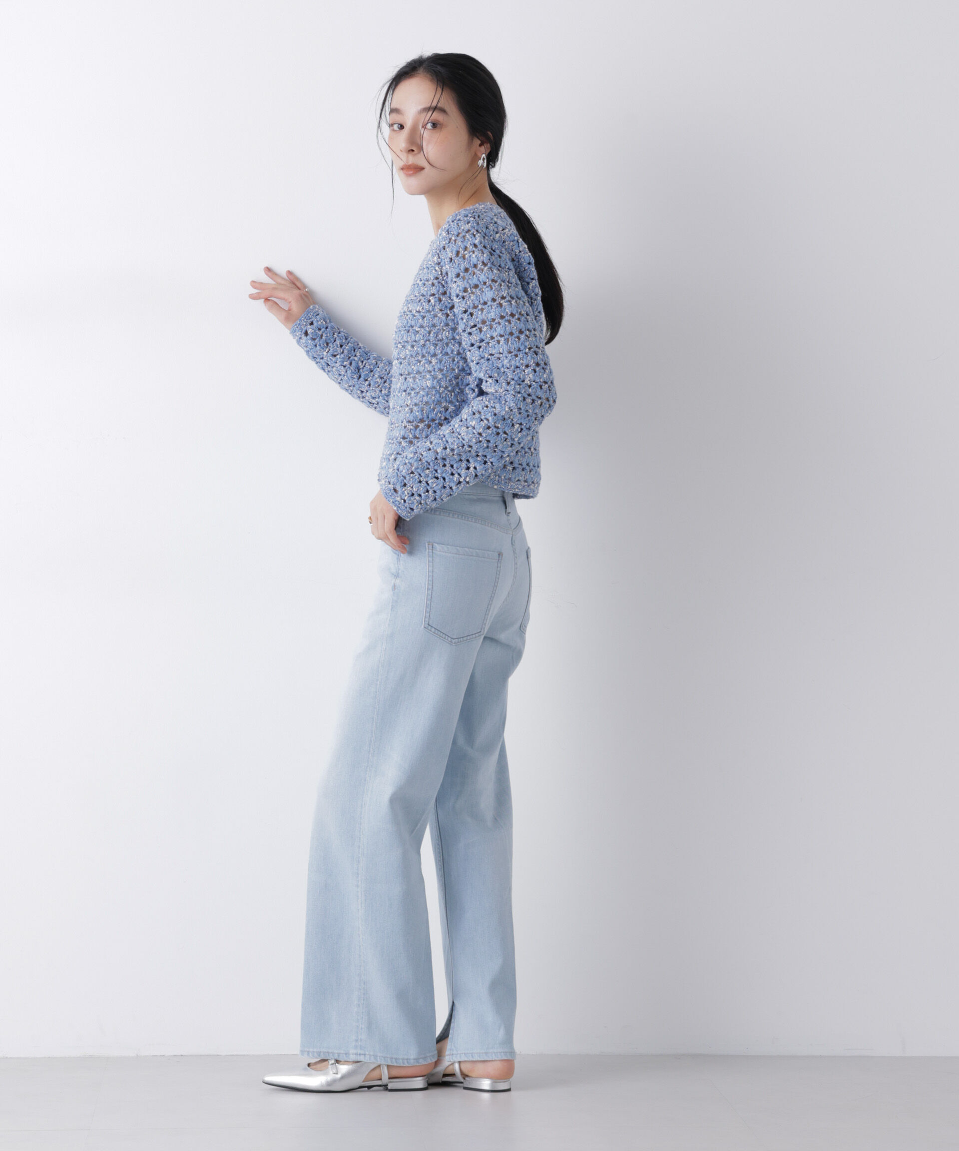 nano･universe「ミックスヤーンクロシェカーディガン」|ニット・セーター|