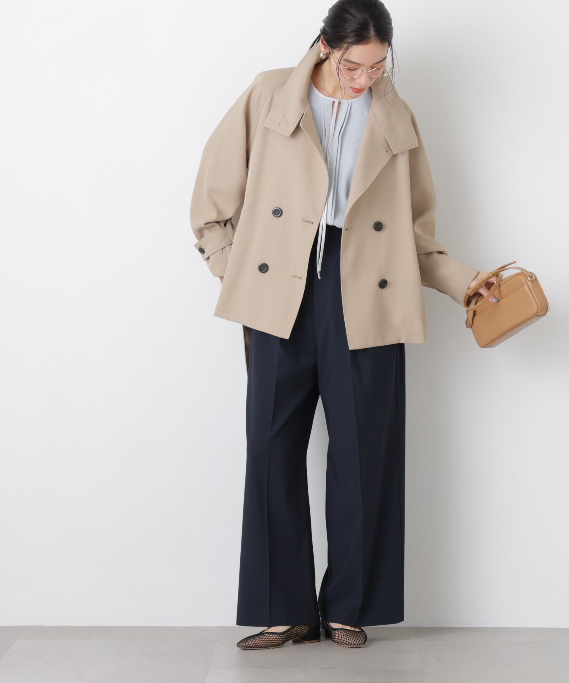 nano･universe「トロストレッチ2タックワイドパンツ(セットアップ可)」|チノ|