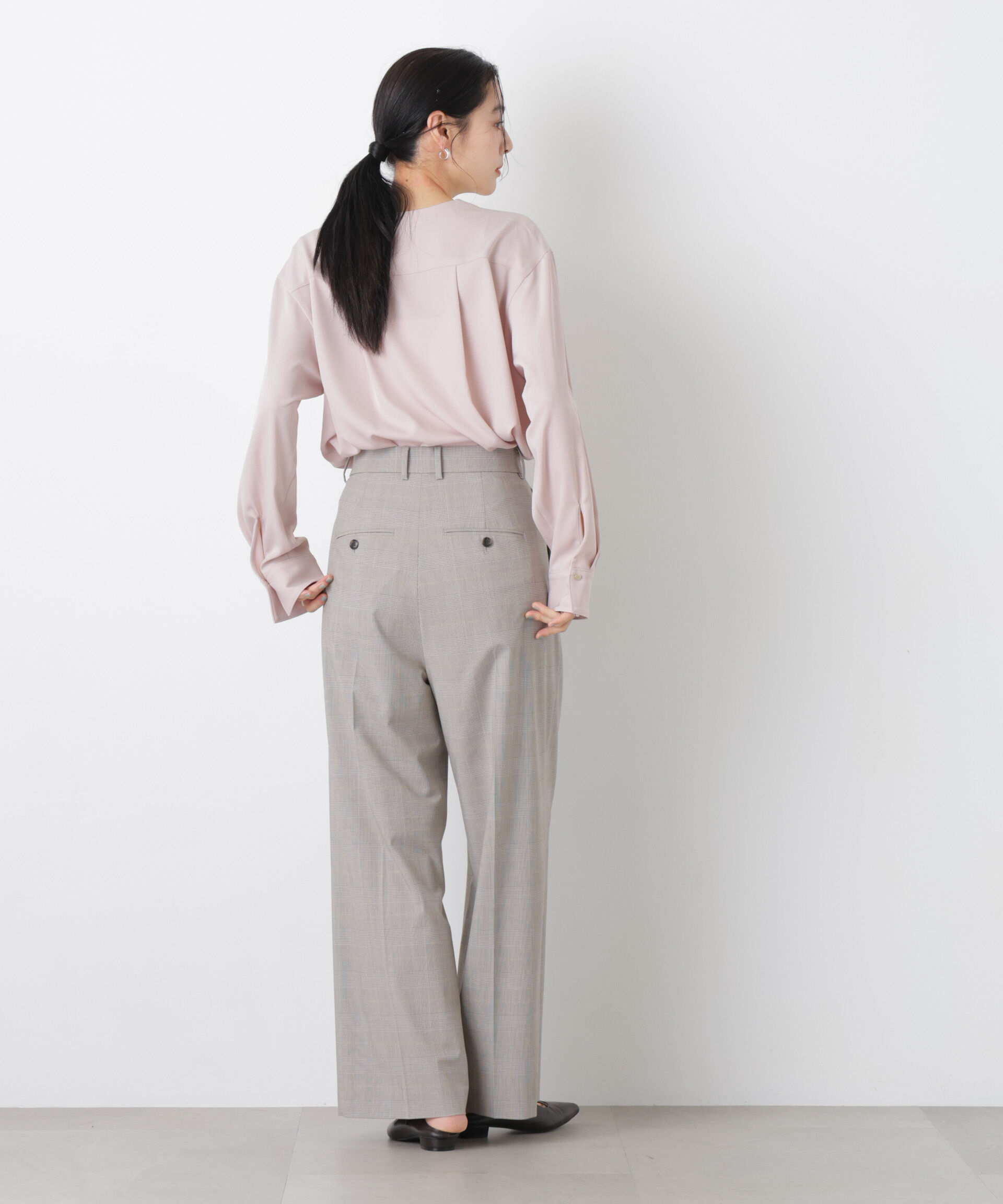 nano･universe「トロストレッチ2タックワイドパンツ(セットアップ可)」|チノ|