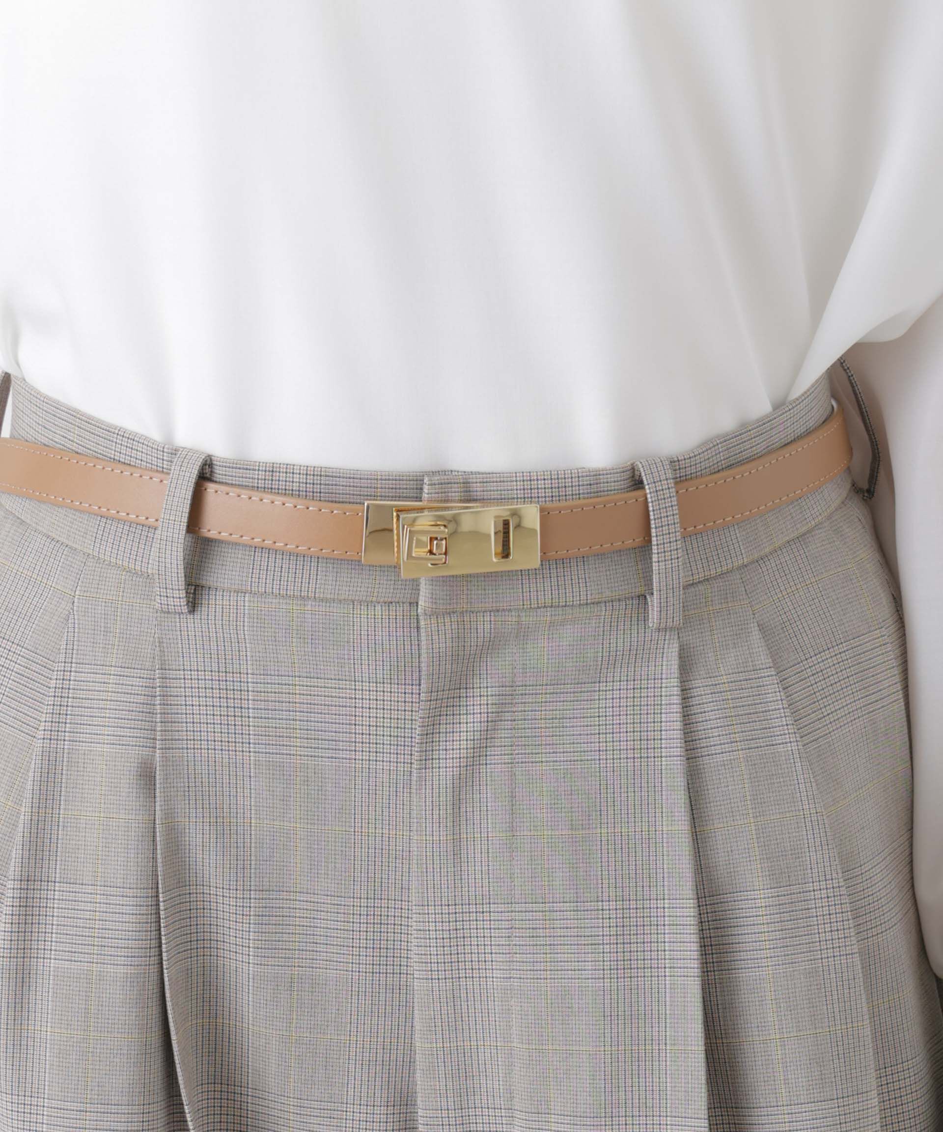 nano･universe「ターンロックレザーベルト」|ベルト|ベージュ