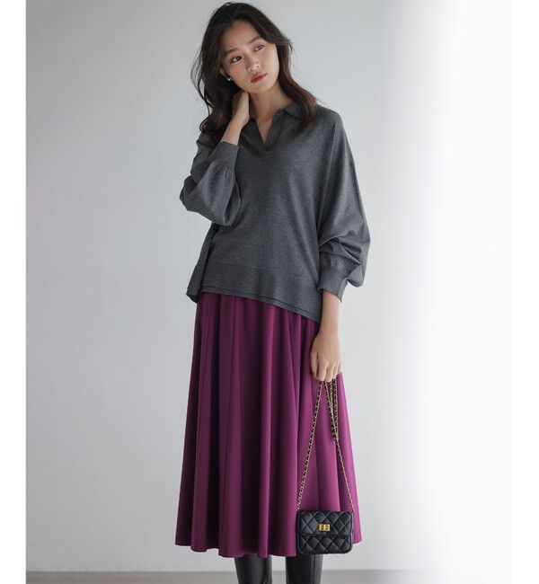 組曲「【ご好評につき追加販売 / 加藤ローサさん着用】ハンサムツイルフレア スカート」|スカート|パープル系