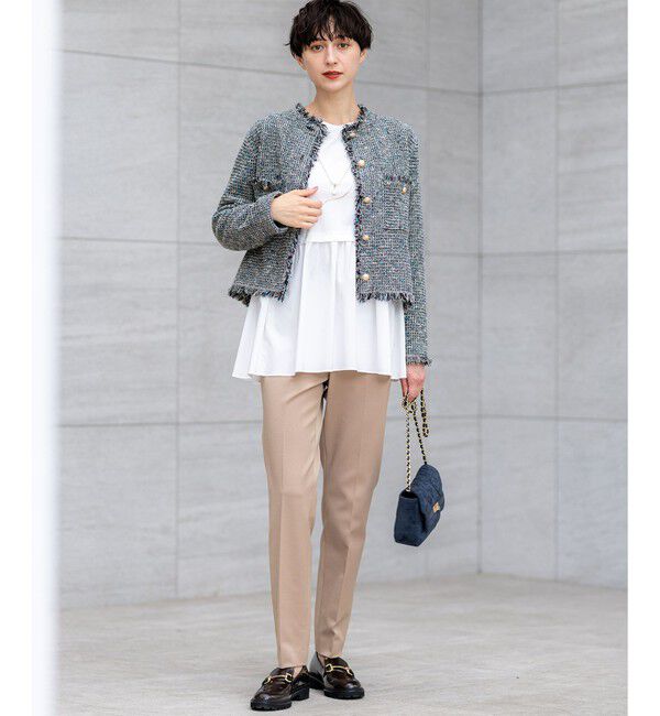 23区「【洗える】シルキータフタコンビ ペプラム カットソー」|Tシャツ・カットソー|