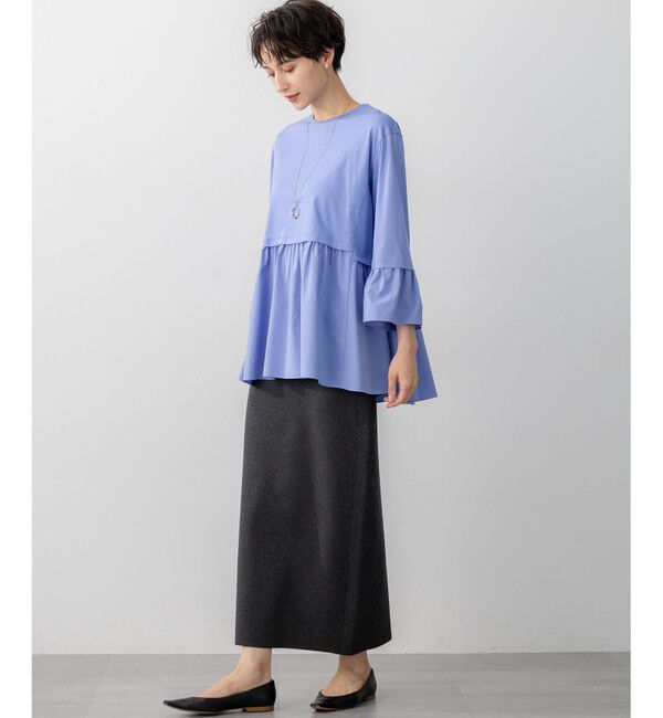 23区「【洗える】シルキータフタコンビ ペプラム カットソー」|Tシャツ・カットソー|