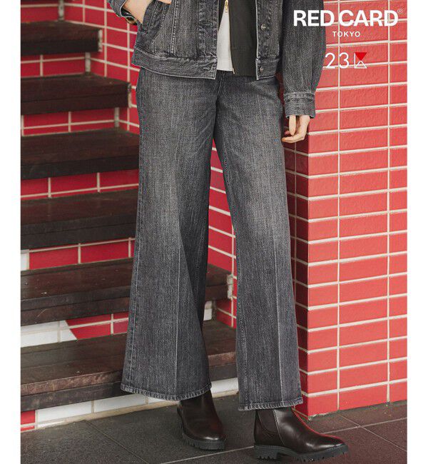 23区「【FUDGE掲載/滝沢眞規子さん着用/RED CARD TOKYO&times;23区】 センタープレス デニム ワイド パンツ」|デニム|グレー系