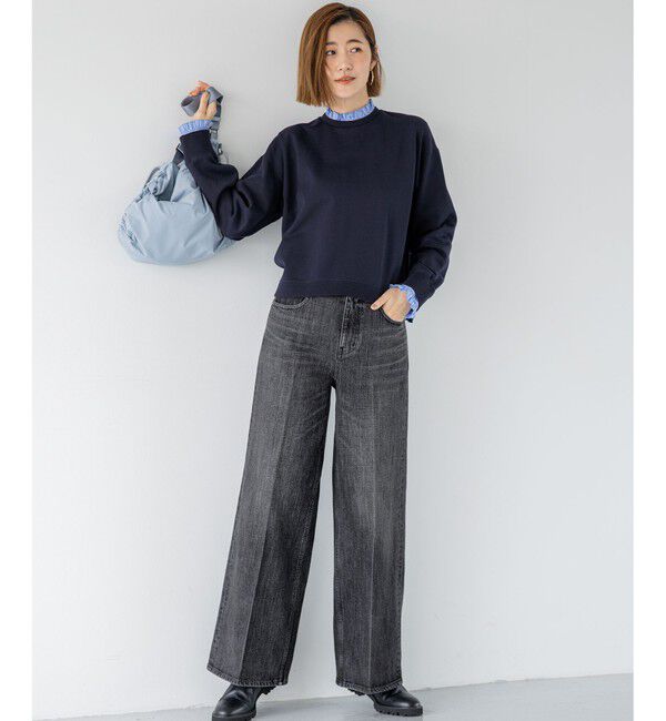 23区「【FUDGE掲載/滝沢眞規子さん着用/RED CARD TOKYO&times;23区】 センタープレス デニム ワイド パンツ」|デニム|