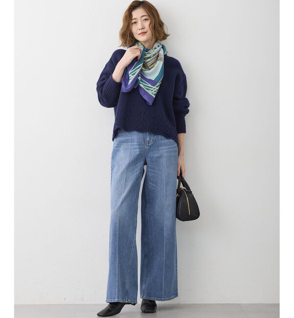 23区「【FUDGE掲載/滝沢眞規子さん着用/RED CARD TOKYO&times;23区】 センタープレス デニム ワイド パンツ」|デニム|