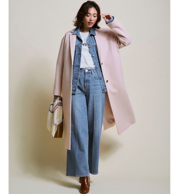 23区「【FUDGE掲載/滝沢眞規子さん着用/RED CARD TOKYO&times;23区】 センタープレス デニム ワイド パンツ」|デニム|