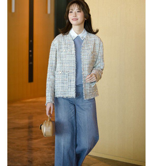 23区「【FUDGE掲載/滝沢眞規子さん着用/RED CARD TOKYO&times;23区】 センタープレス デニム ワイド パンツ」|デニム|